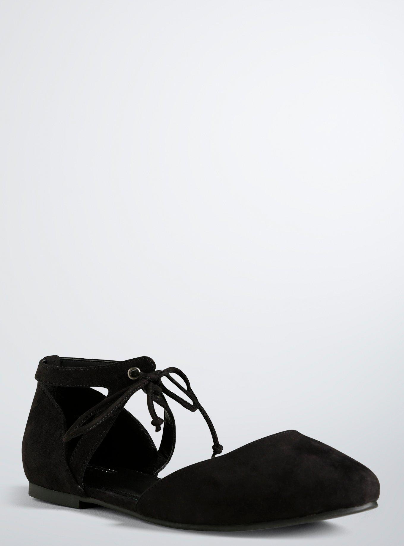 Lace Up D'orsay Flats (Wide Width), BLACK, hi-res