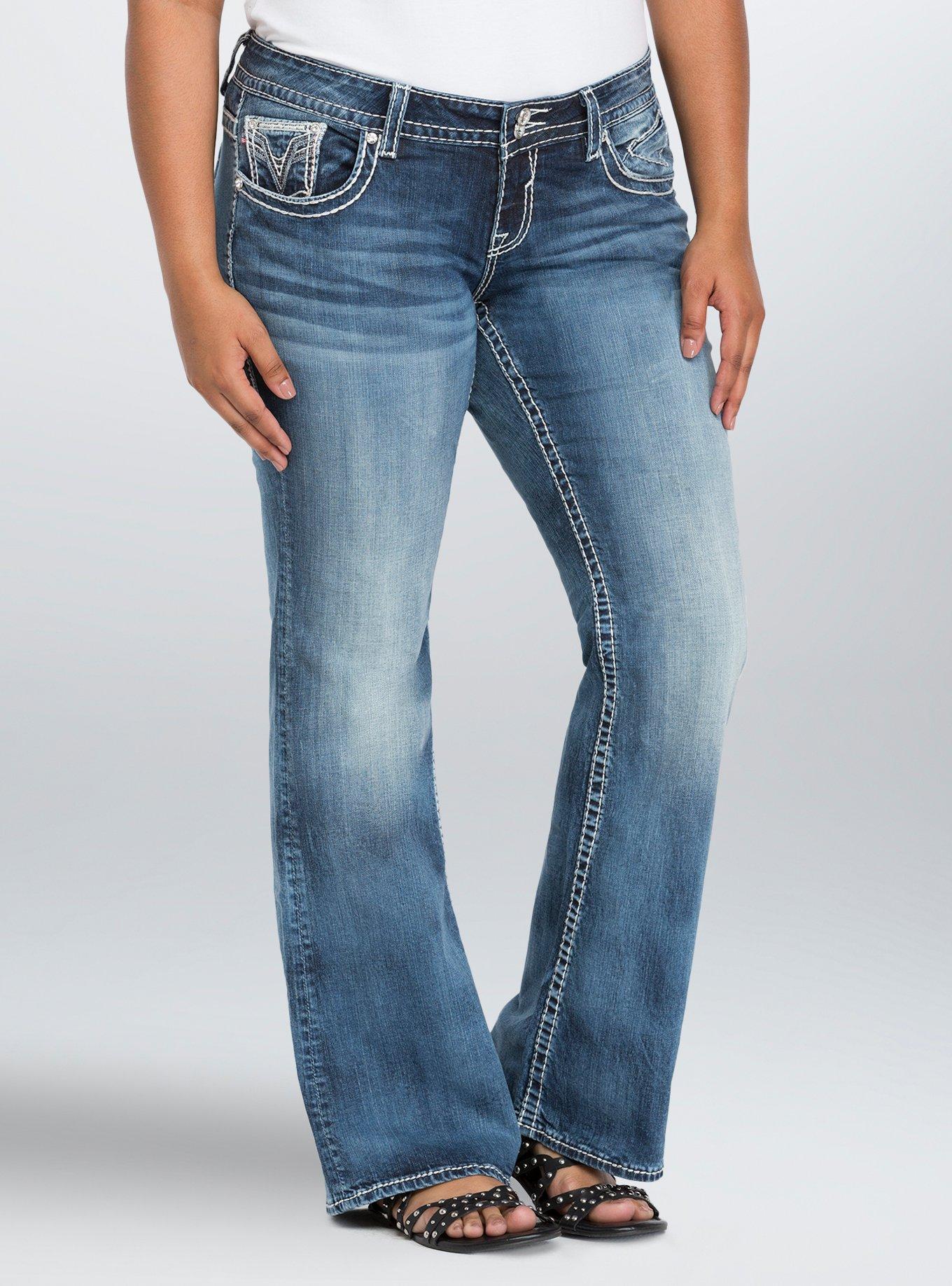 Plus Size Vigoss® Thick Stitch Dark Wash Bootcut Jean