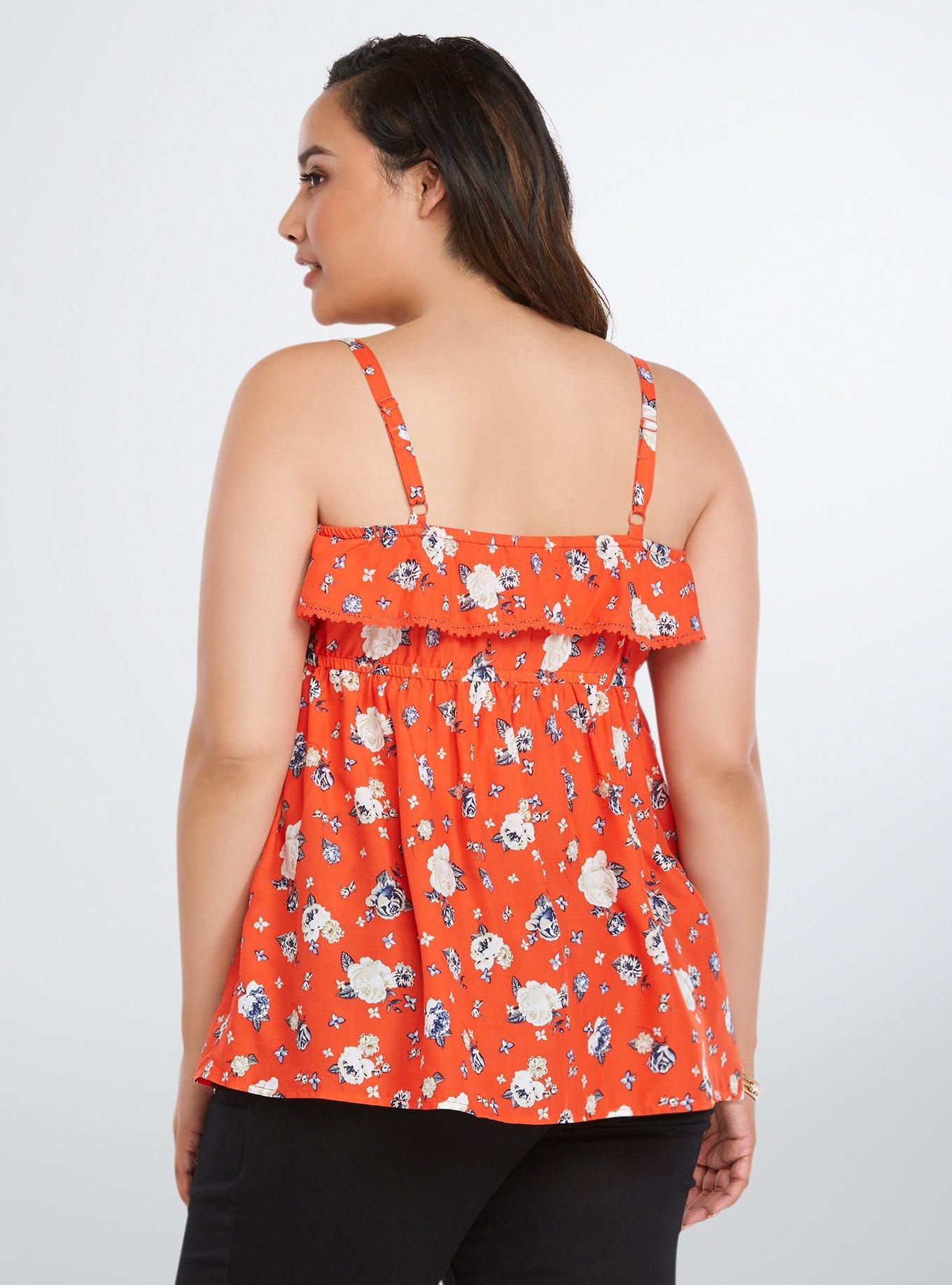 Plus Size Floral Ruffle Babydoll Top, JESSICA FLORAL, alternate