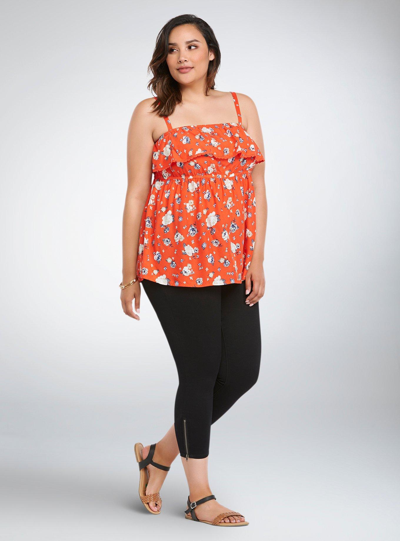 Plus Size Floral Ruffle Babydoll Top, JESSICA FLORAL, alternate