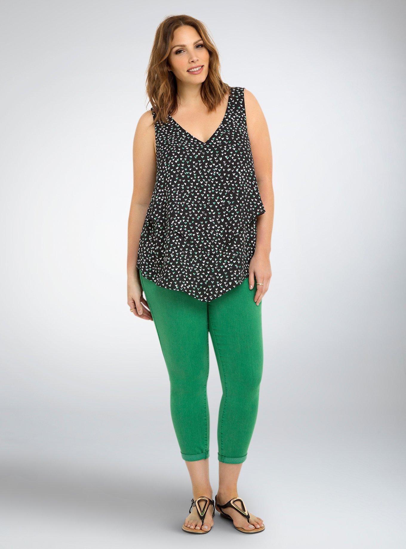 Plus Size - Torrid Cropped Jeggings - Kelly Green Wash - Torrid