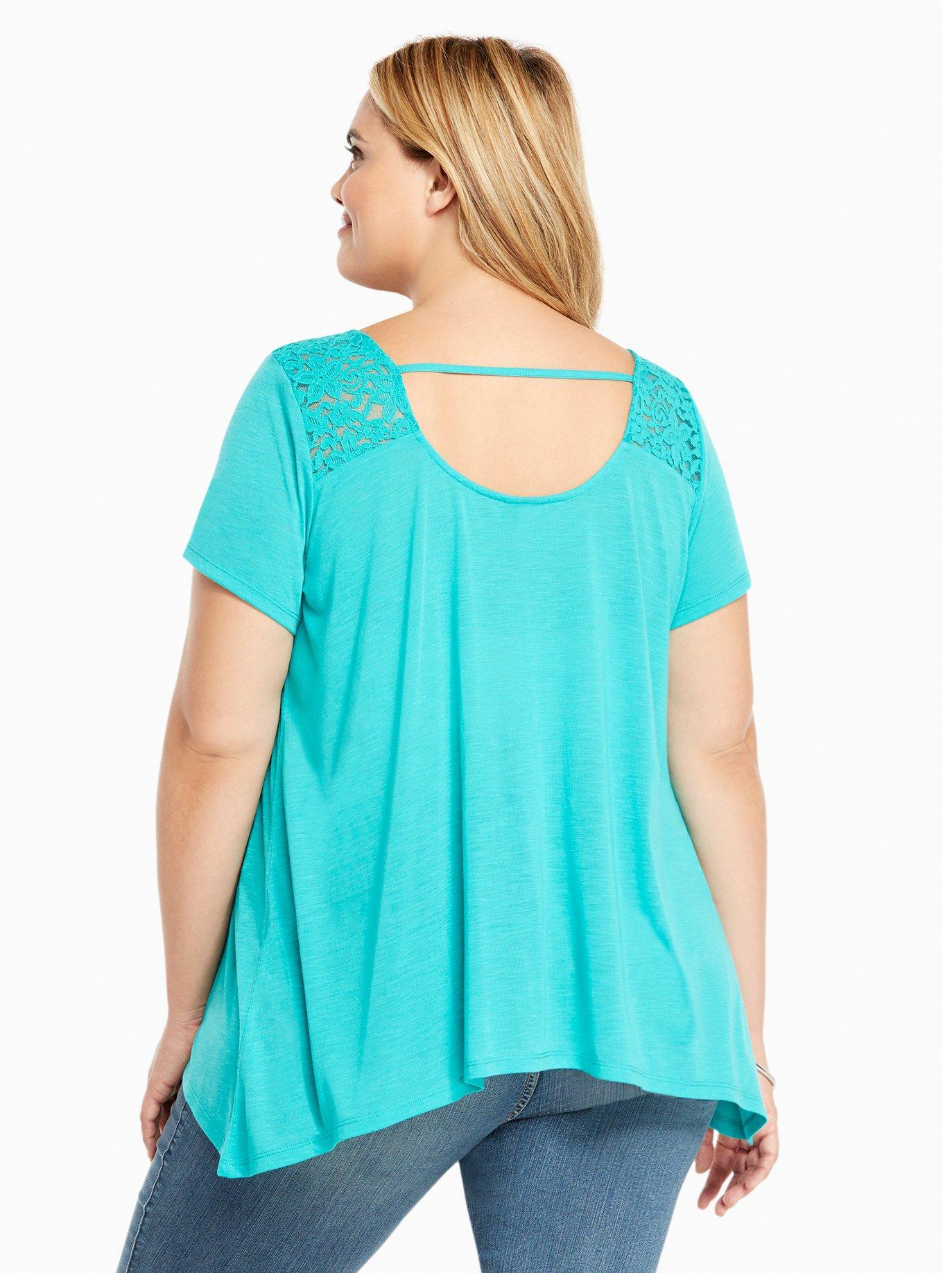 Plus Size - Lace Inset Swing Tee - Torrid