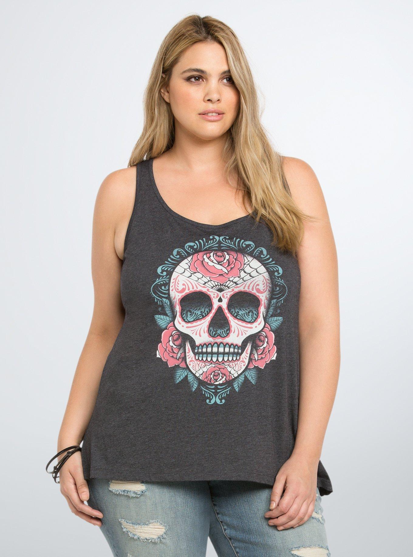 Plus size hot sale skull tank tops