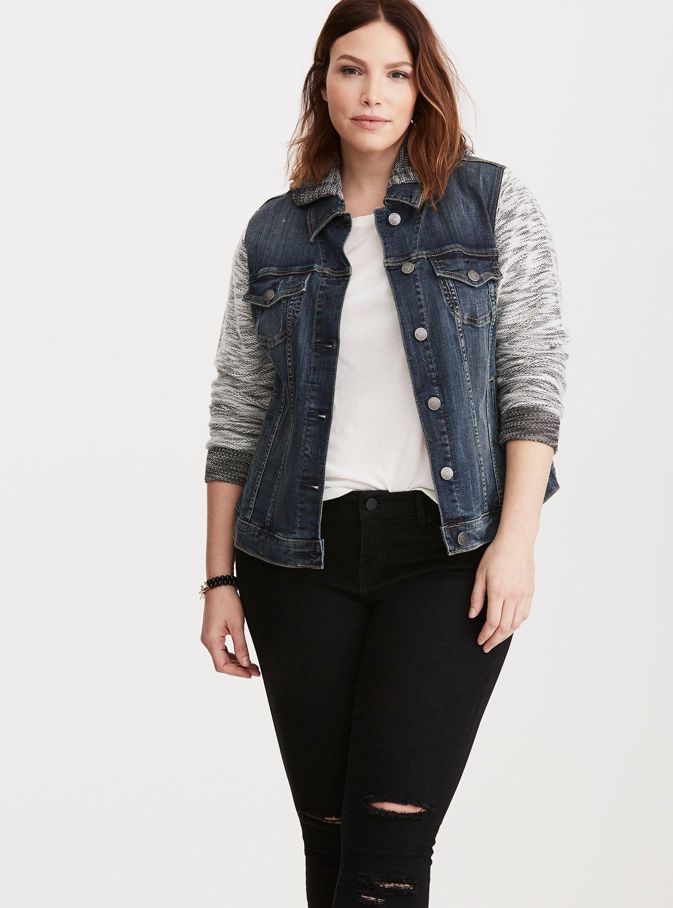 Plus Size - Denim French Terry Jacket - Torrid