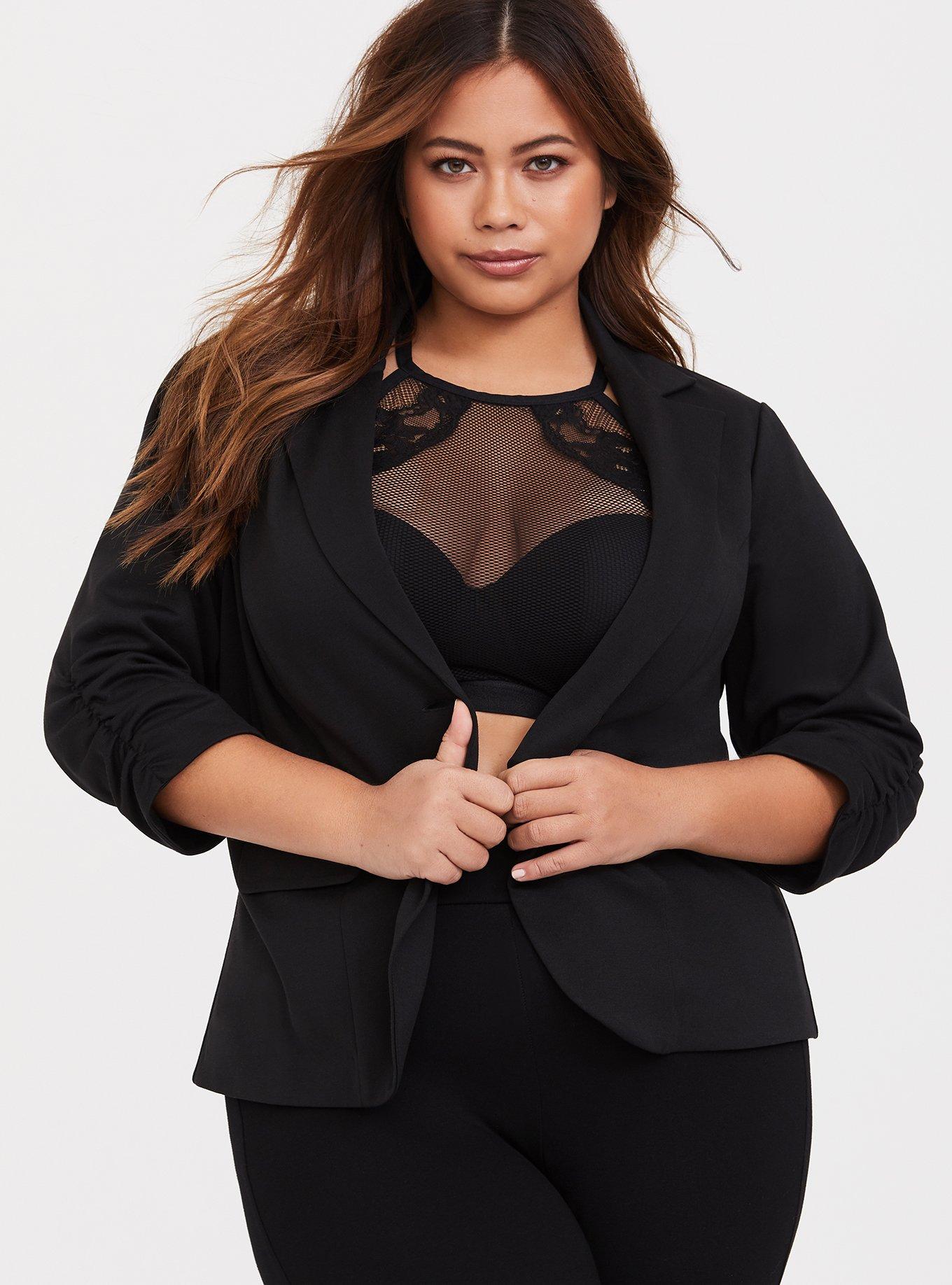 Plus Size - Black Mesh & Lace Halter Bralette - Torrid