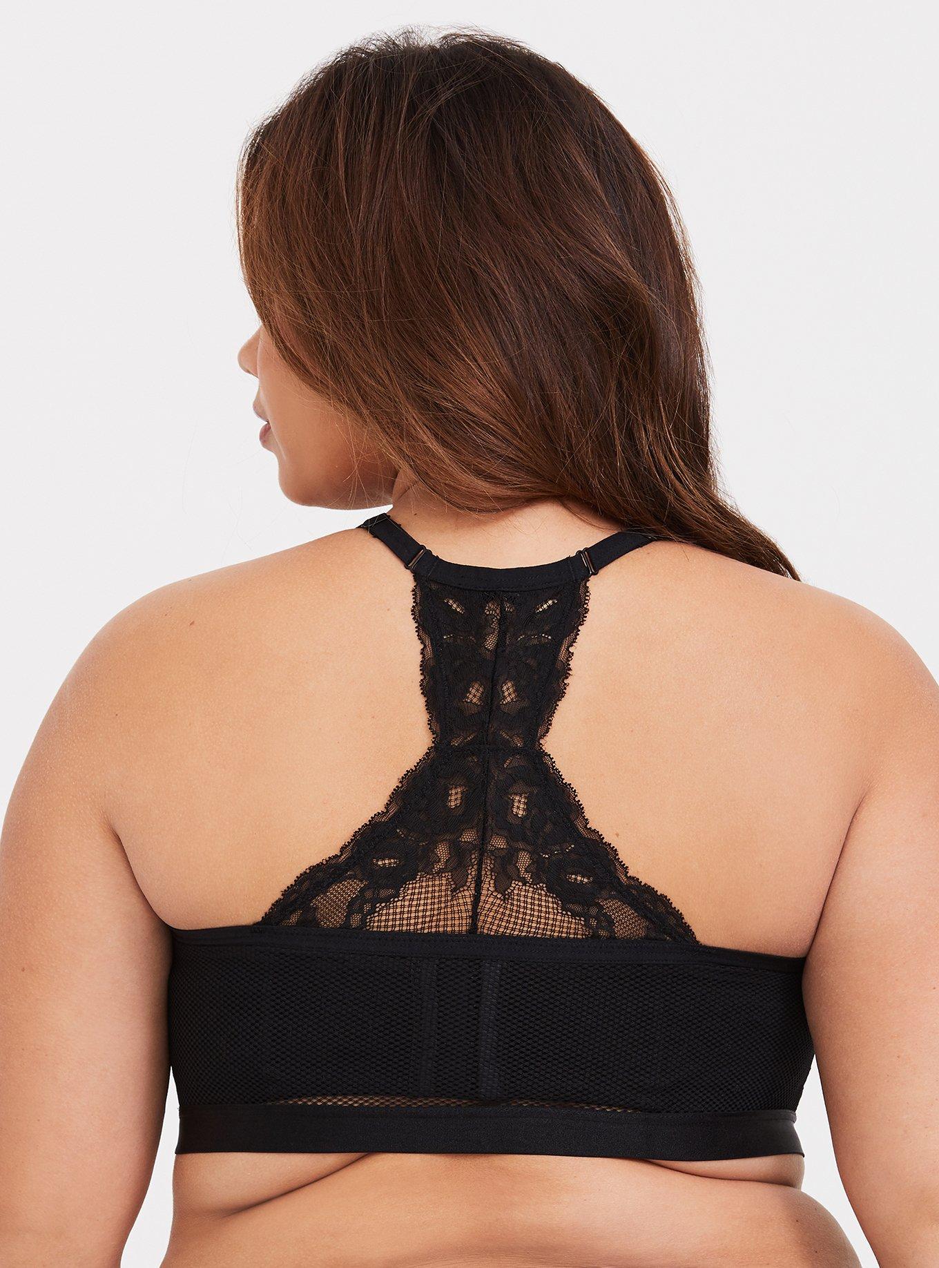 Plus Size Black Mesh Lace Halter Bralette Torrid