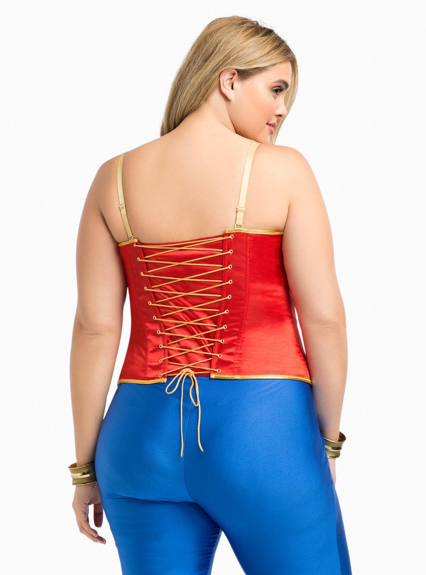 Plus Size - Wonder Woman Lace Up Front Cosplay Bustier - Torrid
