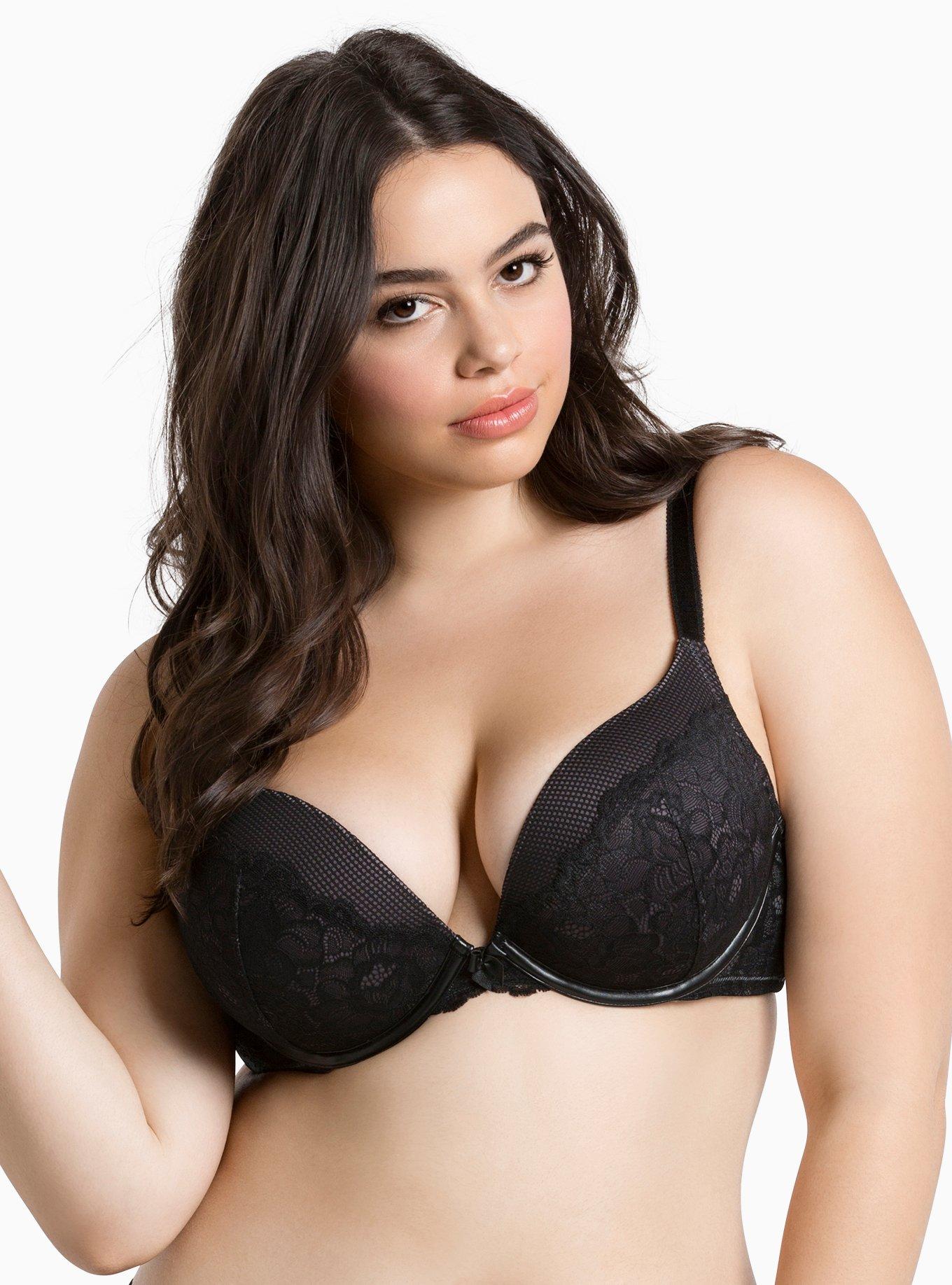 Torrid Curve Black Lace Push Up Plunge Bra Plus Size 36 D