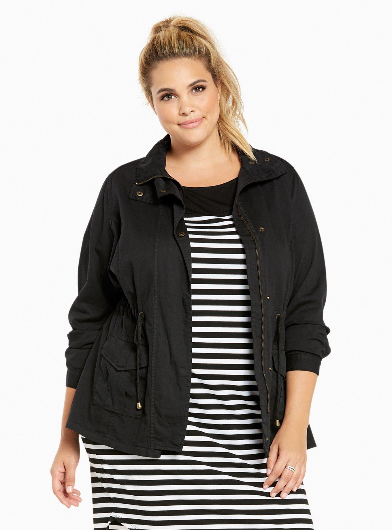 Plus Size - Twill Drape Front Jacket - Torrid