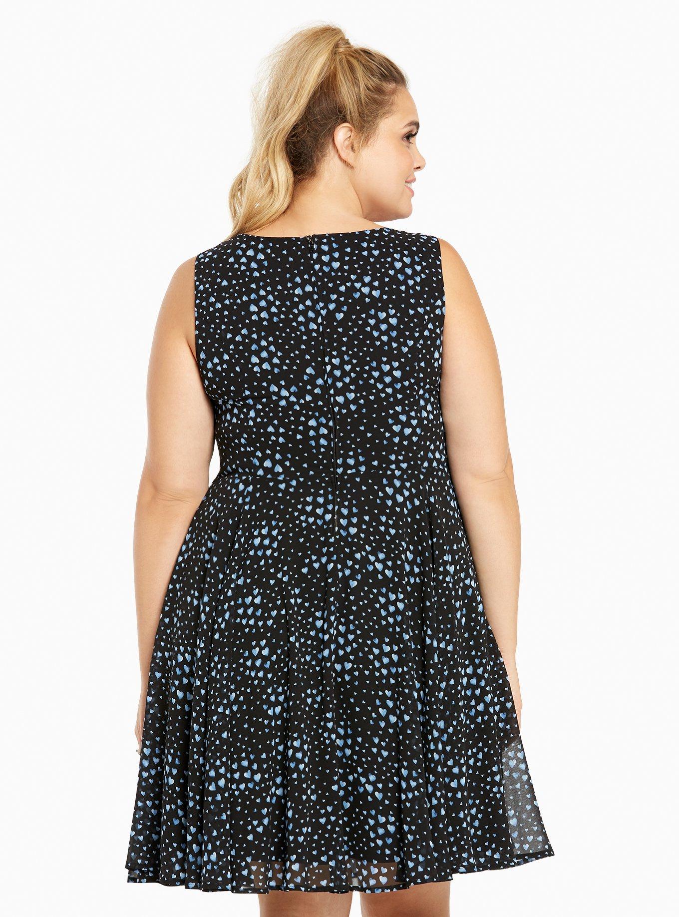 Heart Print Flounce Skirt Dress, WASHED OUT HEARTS, alternate