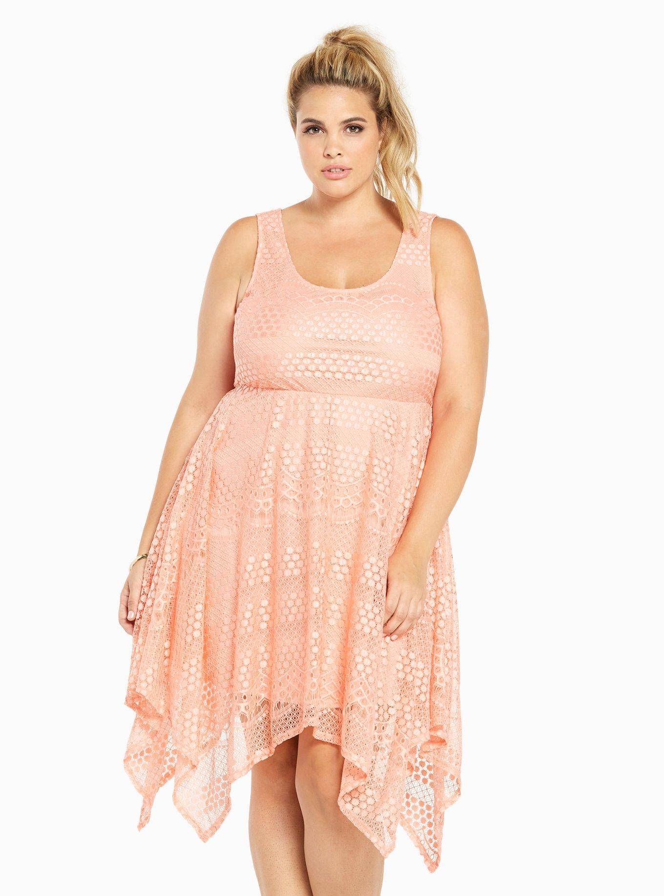 All Over Lace Hanky Midi Dress, APRICOT BLUSH, hi-res