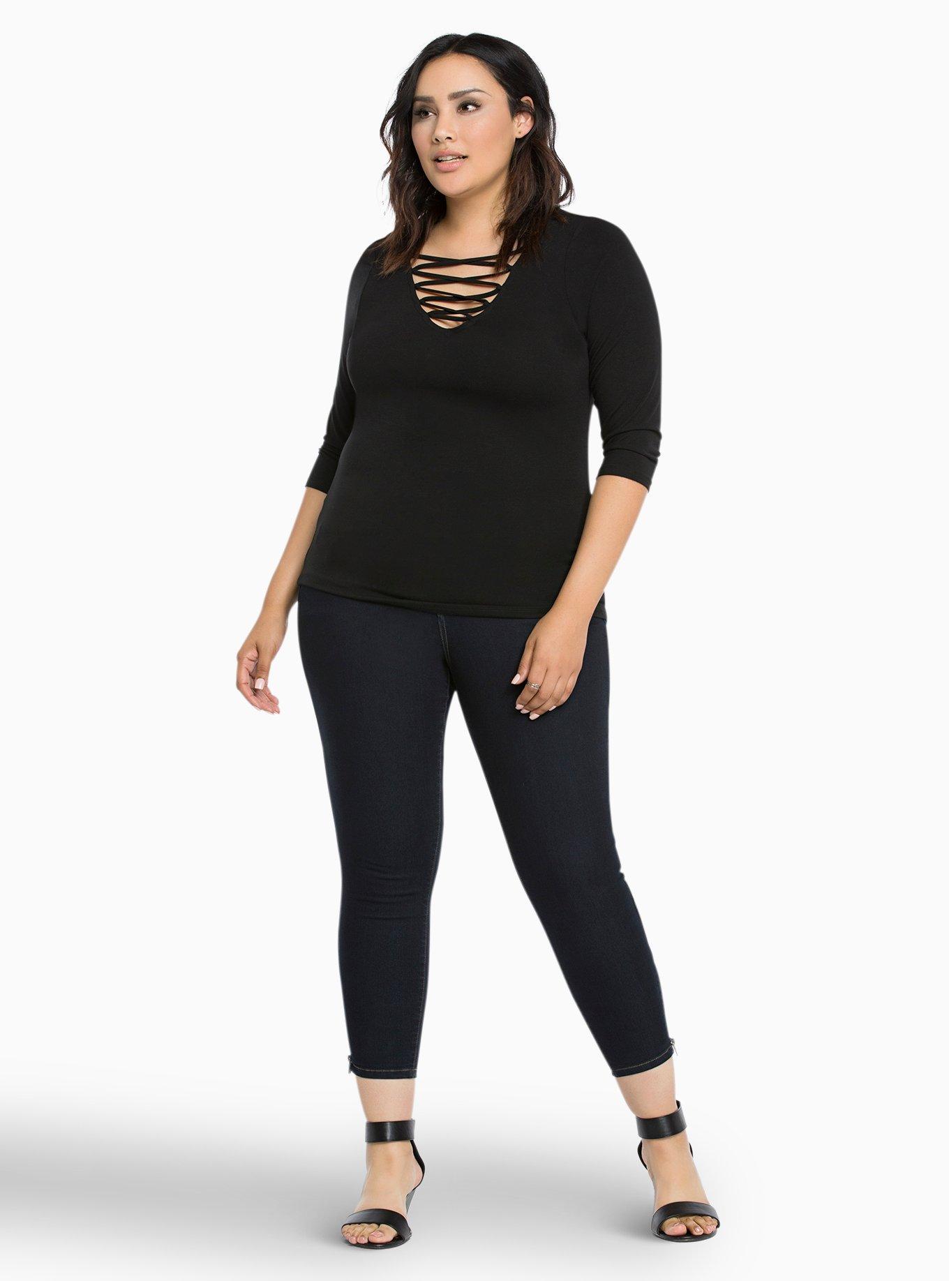 Torrid Lace Up Denim Leggings & Jeggings for Women