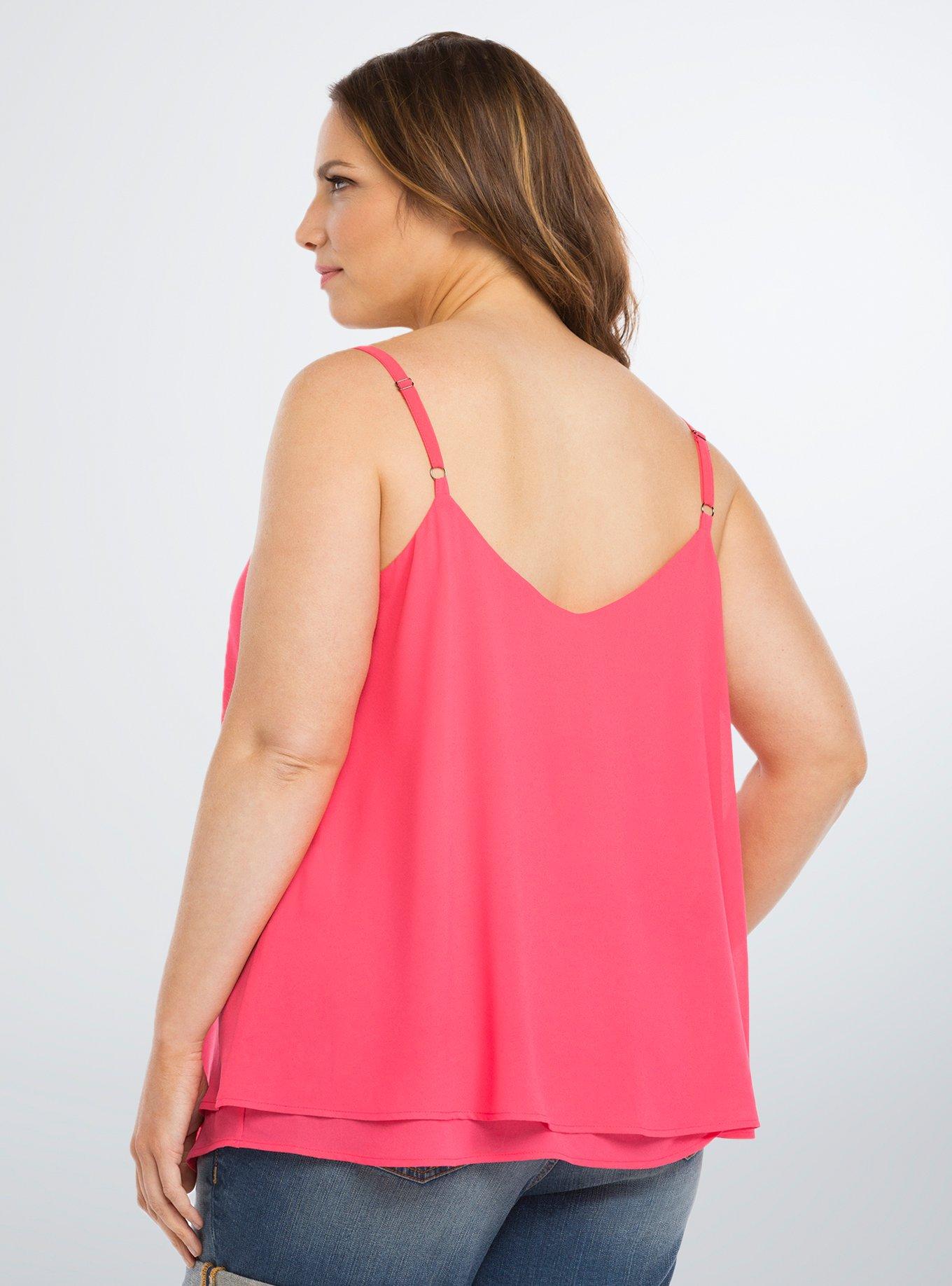 Double Layered Chiffon Cami, ROUGE RED, alternate