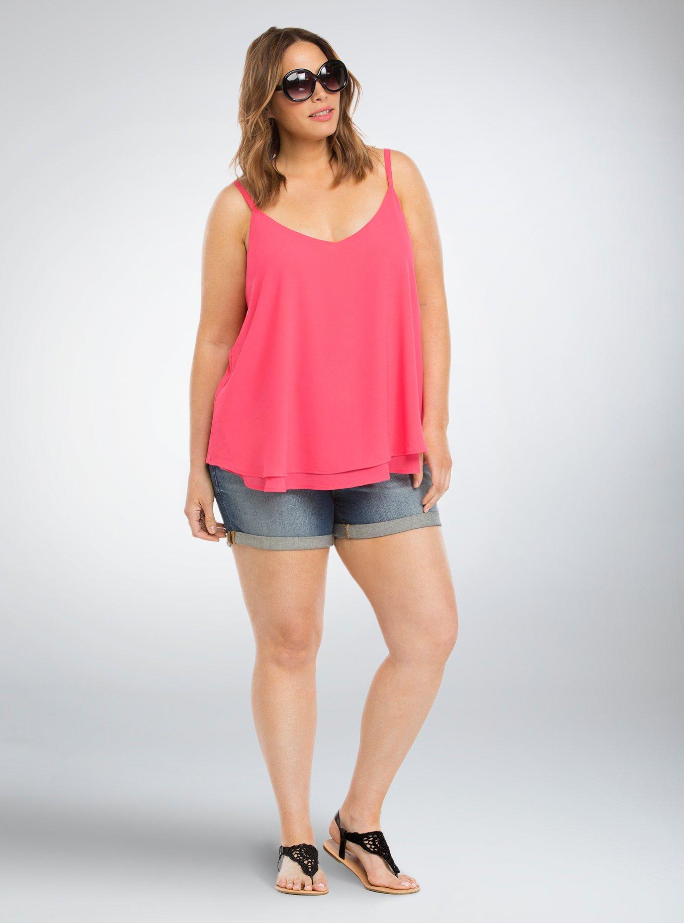 Double Layered Chiffon Cami, ROUGE RED, alternate