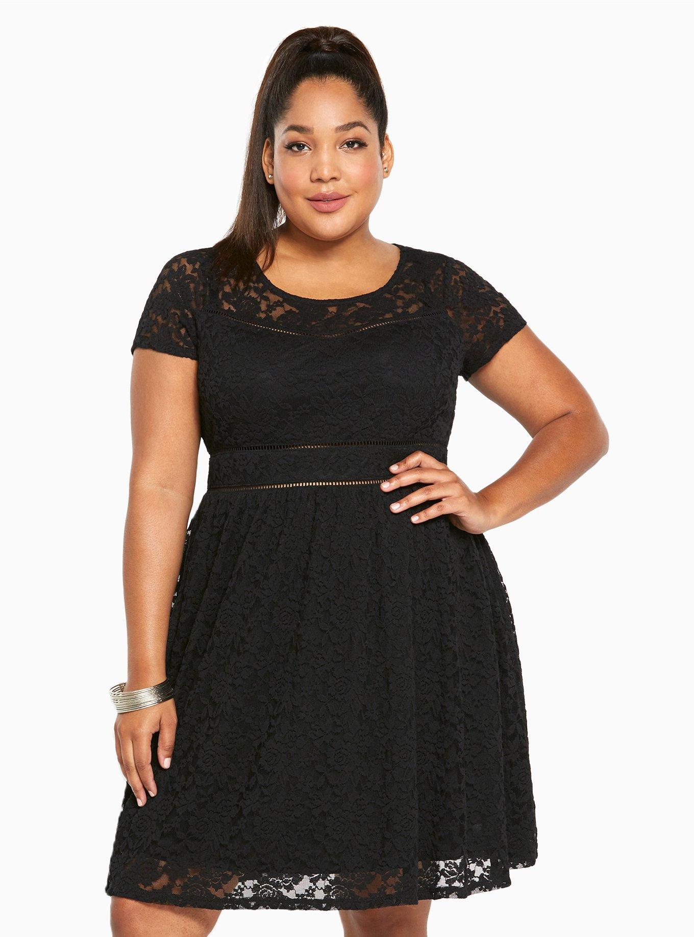 Plus Size - Black Lace Skater Dress - Torrid