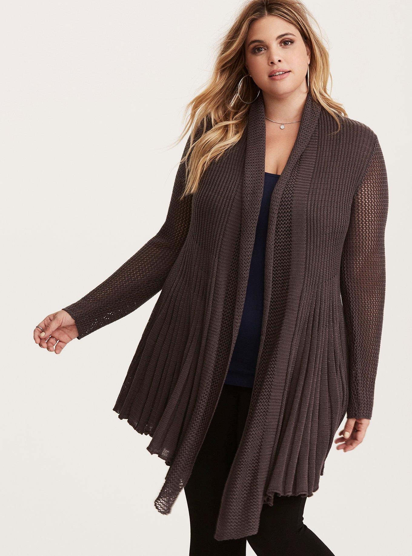 Plus Size - Mix Stitch Fit and Flare Cardigan - Torrid