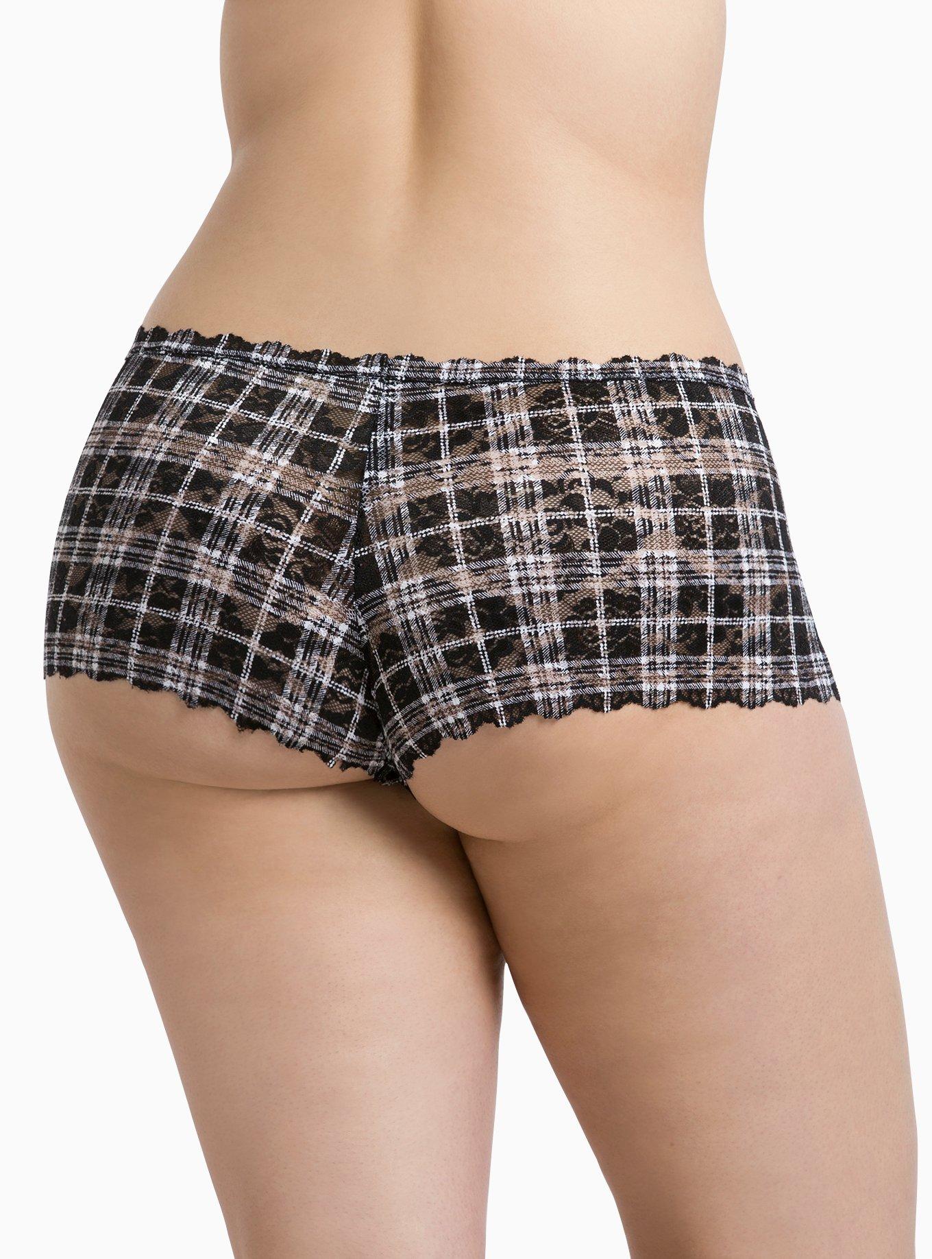 Plus Size Plaid Lace Cheeky Panty, PUNK PLAID, alternate