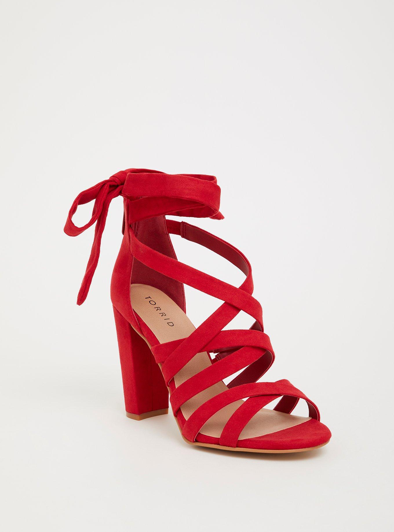 Red strappy heels online