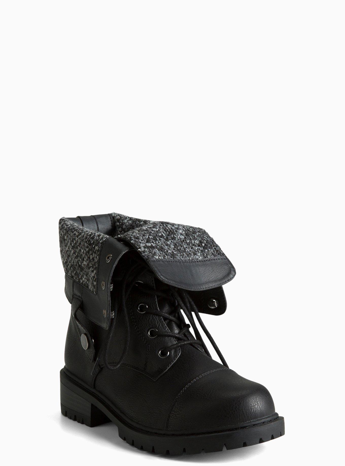 Black fold over store combat boots