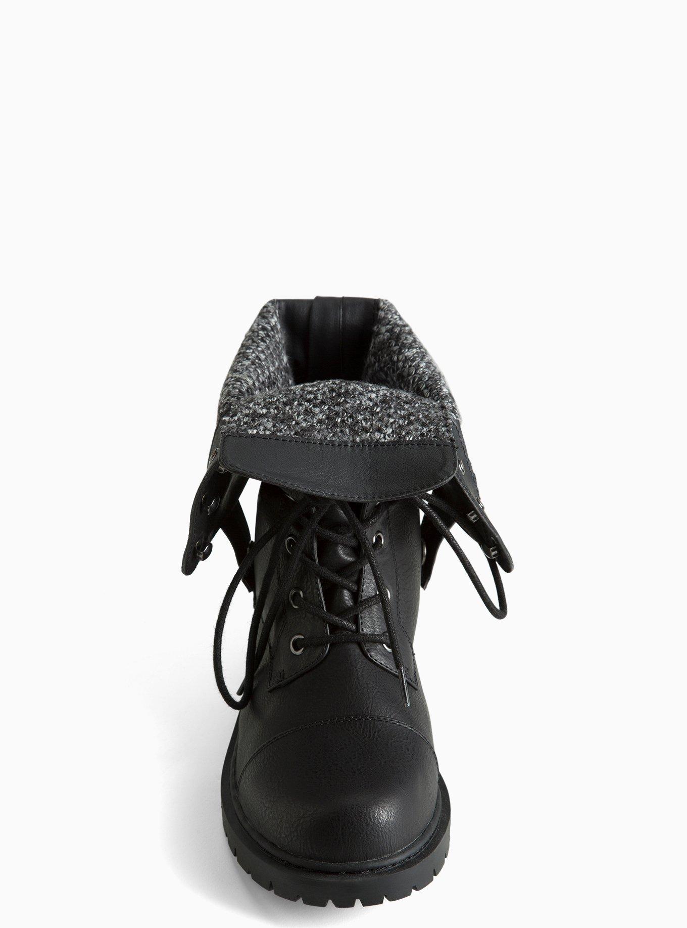 Black fold over outlet combat boots