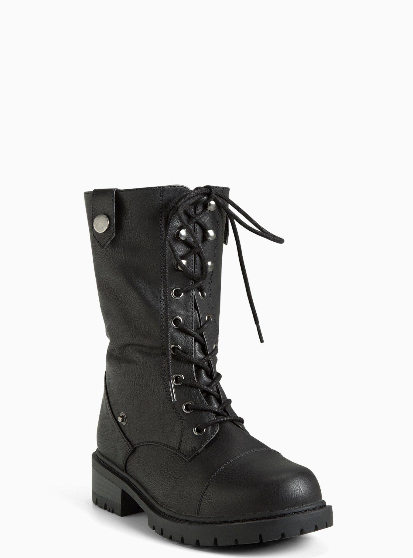 Black fold hotsell down combat boots