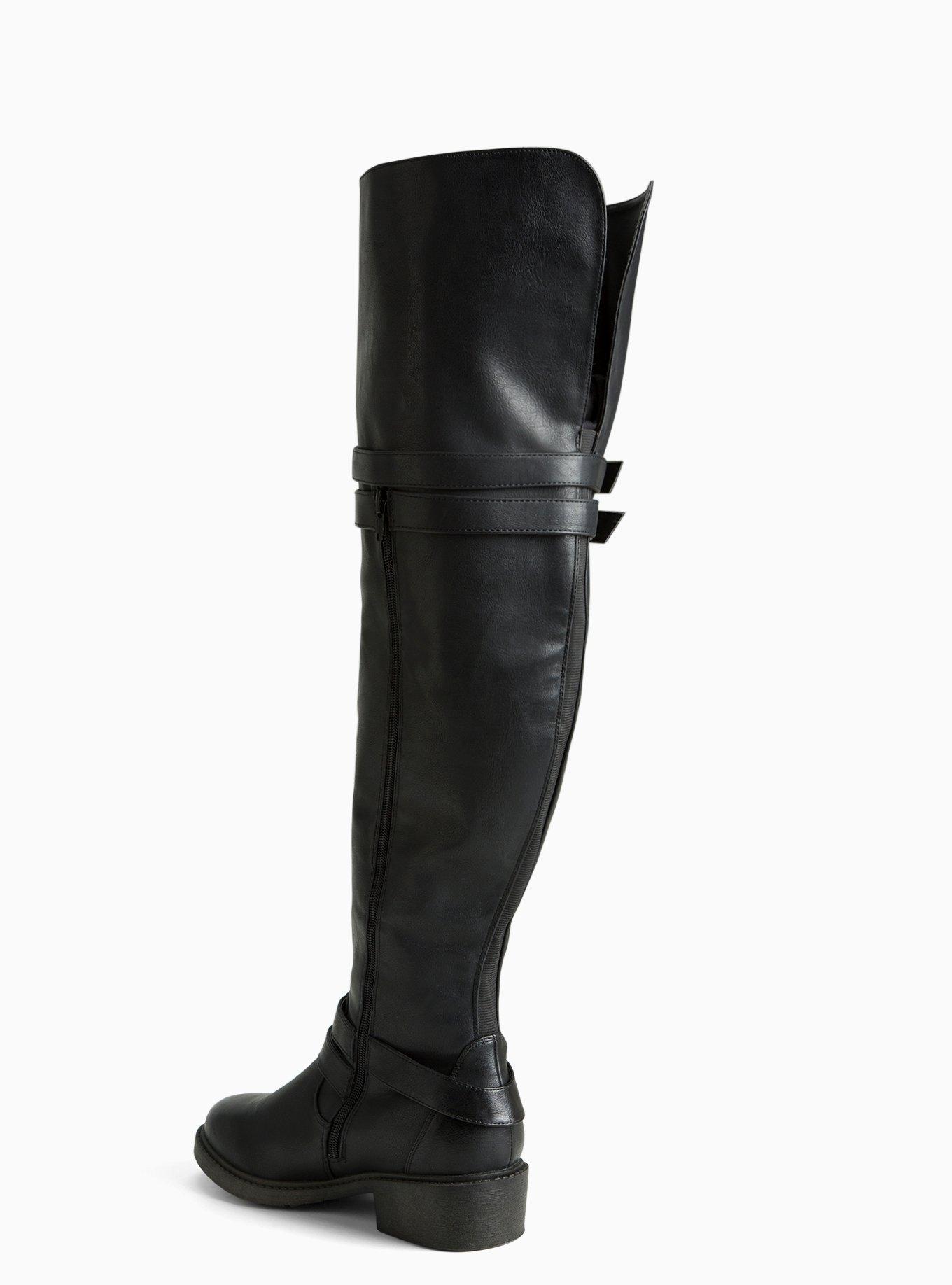 Over The Knee Multi Strap Boots (Wide Width & Wide Calf), BLACK, alternate
