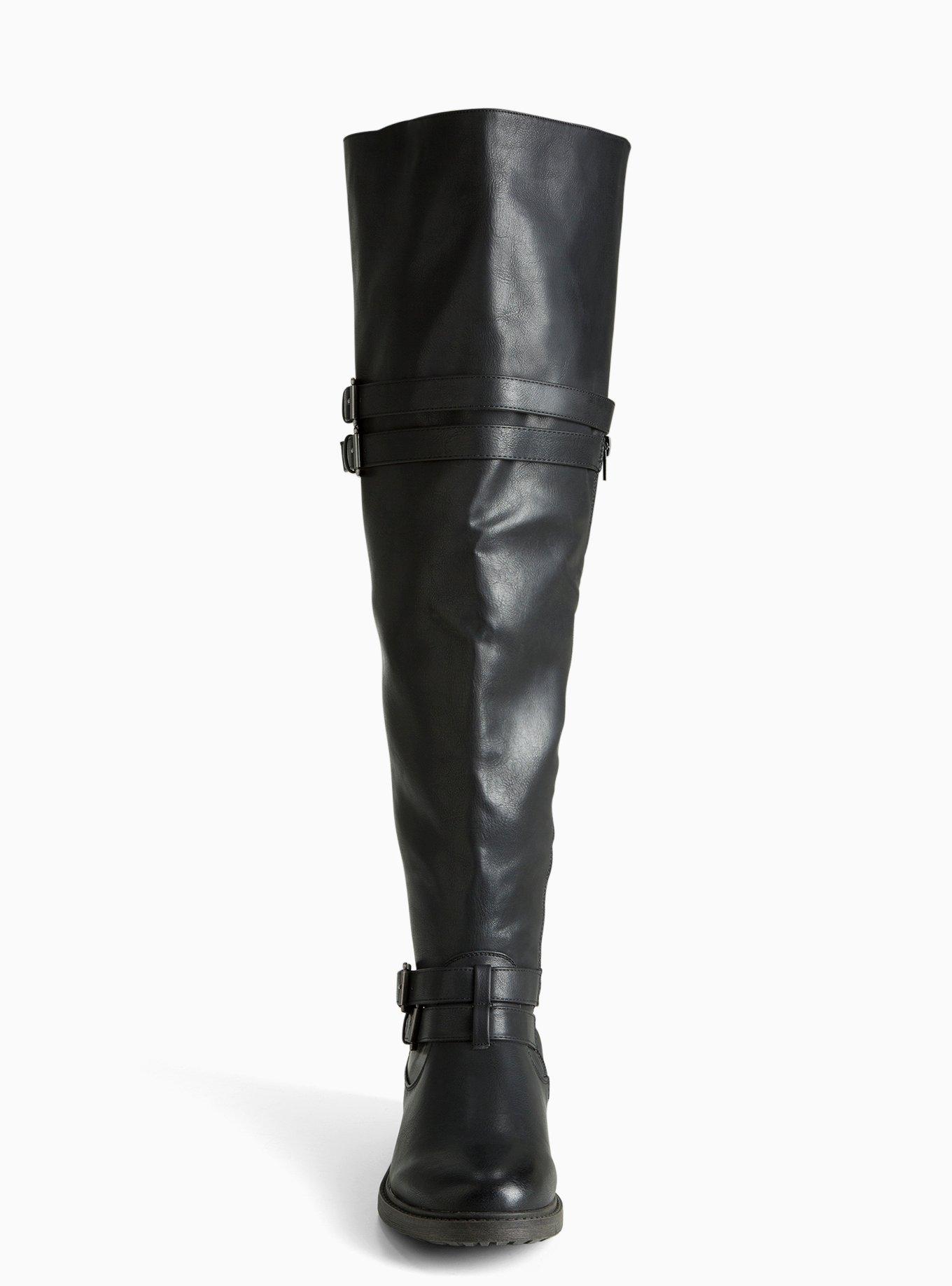 Over The Knee Multi Strap Boots (Wide Width & Wide Calf), BLACK, alternate