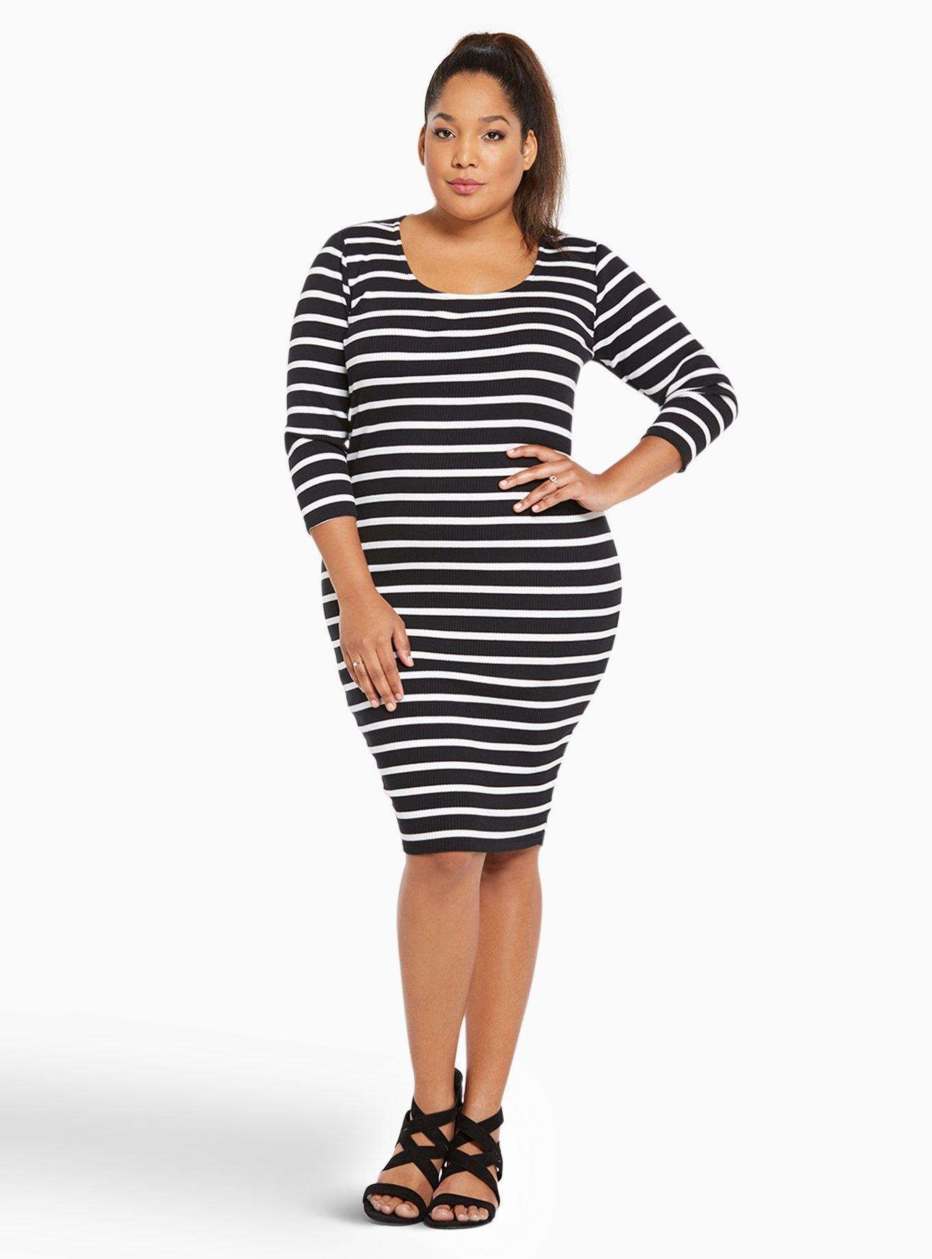 Plus Size Striped Ribbed Bodycon Dress Torrid