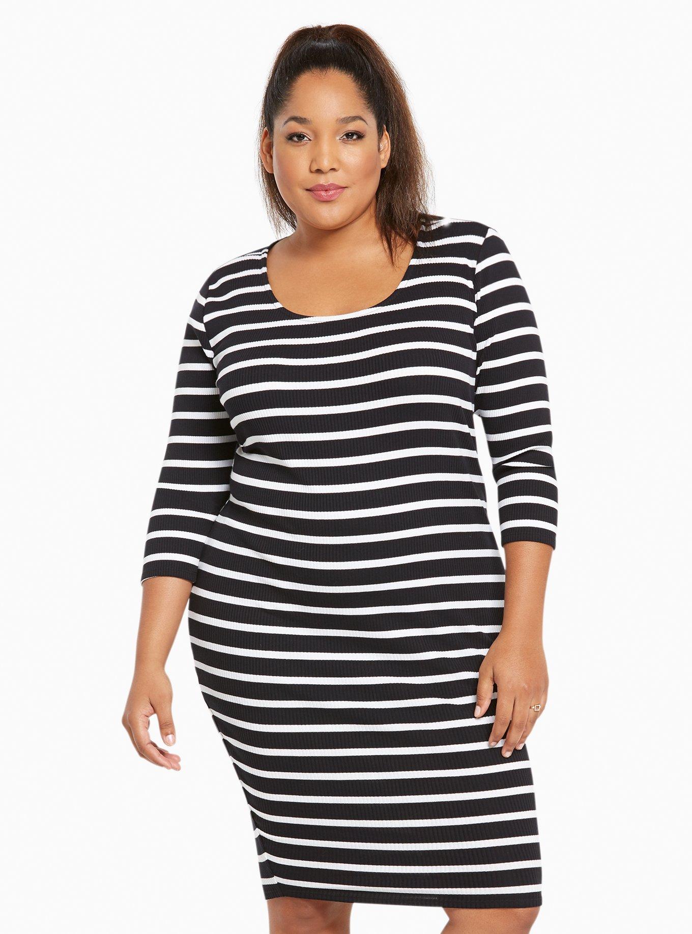 Plus Size Striped Ribbed Bodycon Dress Torrid