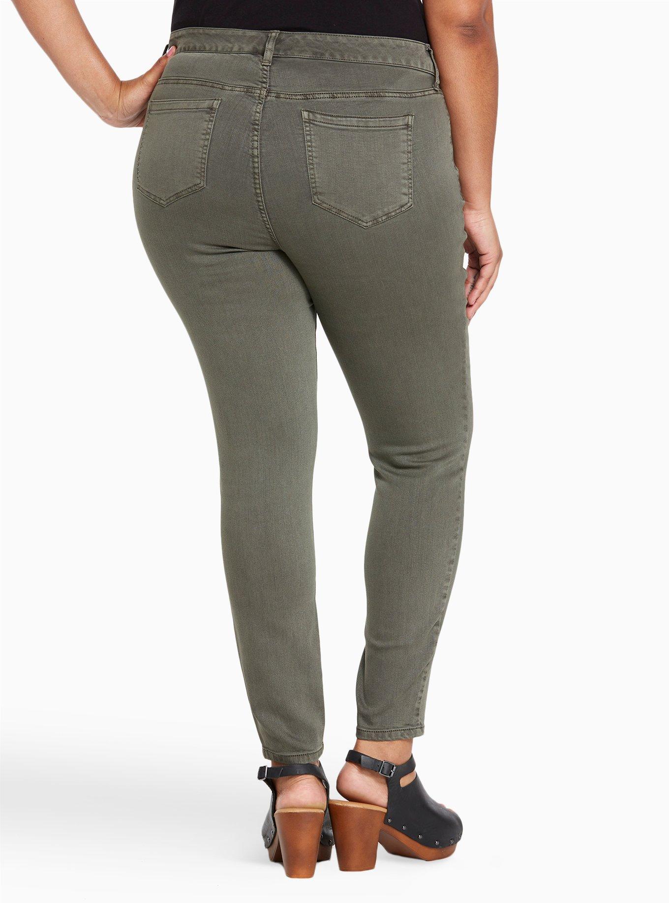 Plus Size Ultra Skinny Jean - Olive Wash, LIGHT OLIVE, alternate