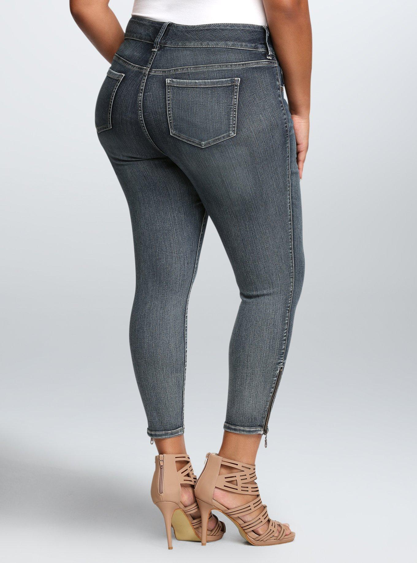 Torrid Stiletto Zip Jegging - Medium Wash, , alternate