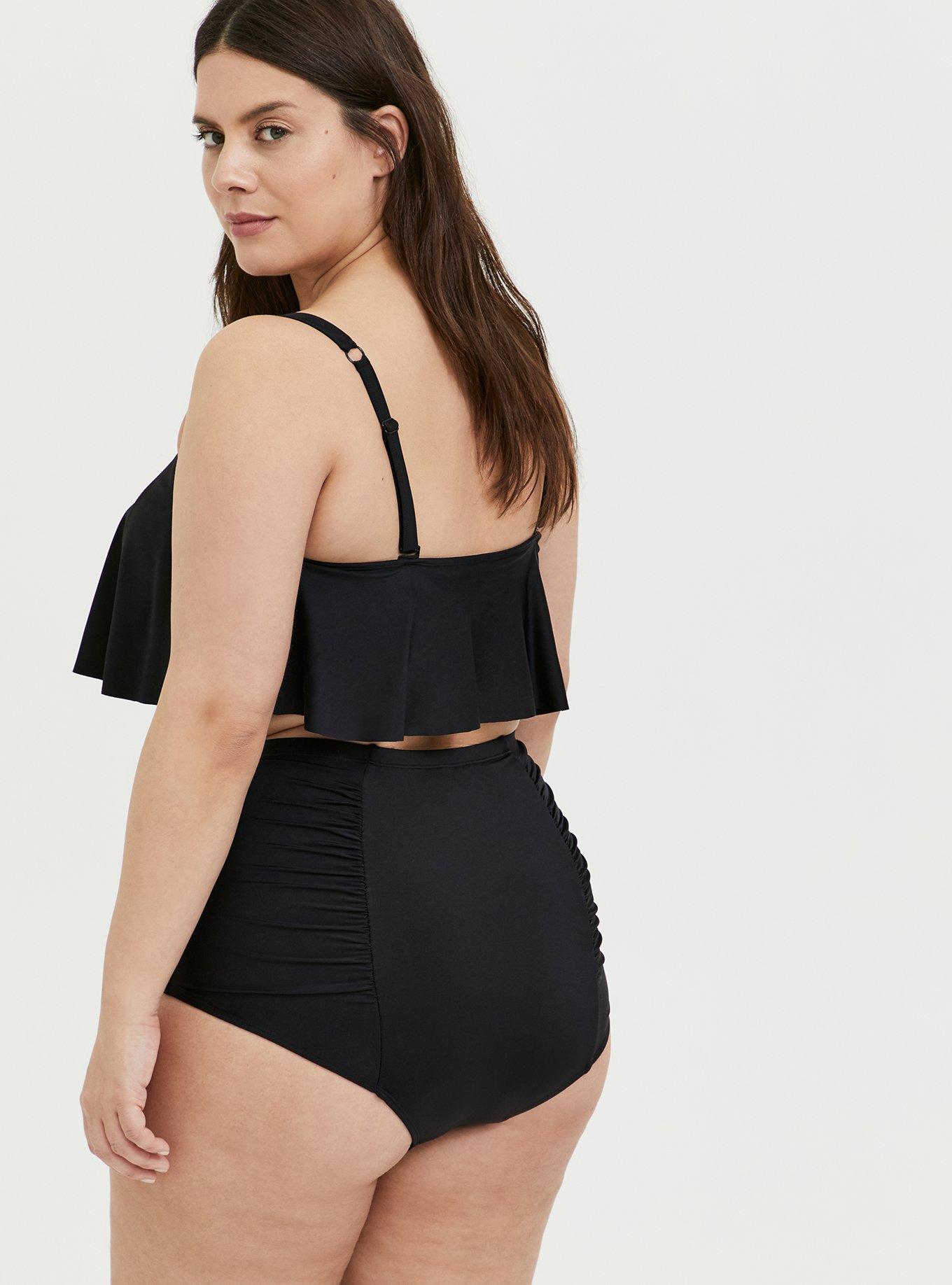 Torrid Black Embroidered Wireless Triangle Bikini Top 3 3X - $21