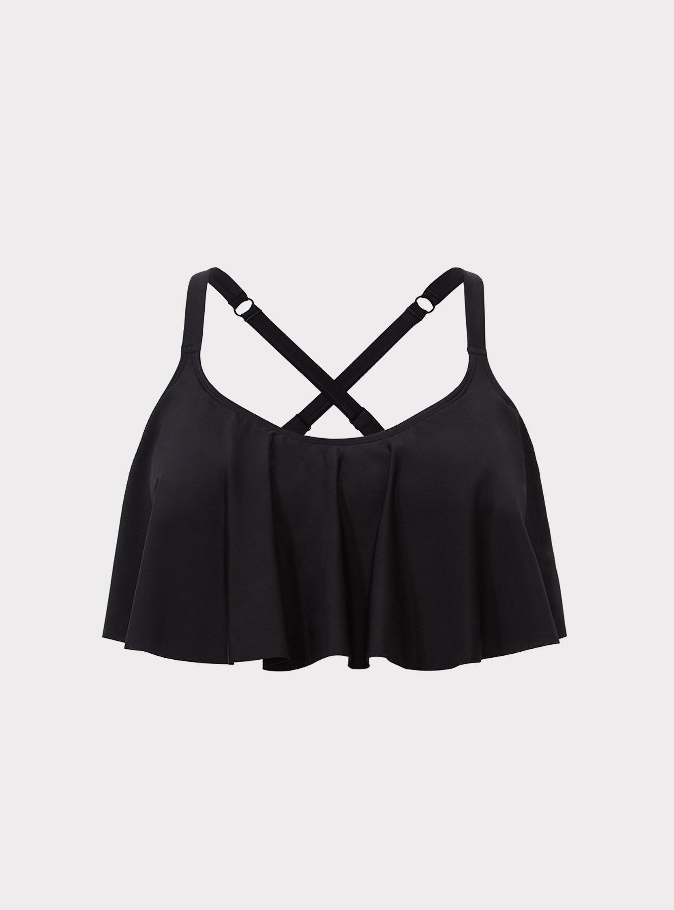 Flounce-detail Camisole Top - Black - Ladies