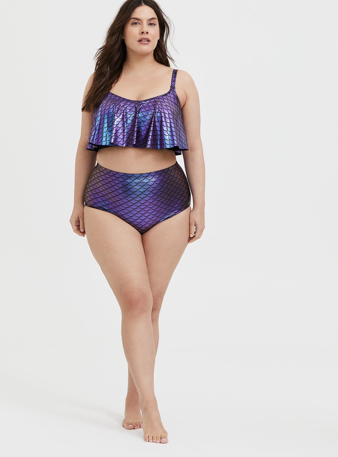 Plus Size - Rainbow Mesh V-Flounce Bikini Top - Torrid