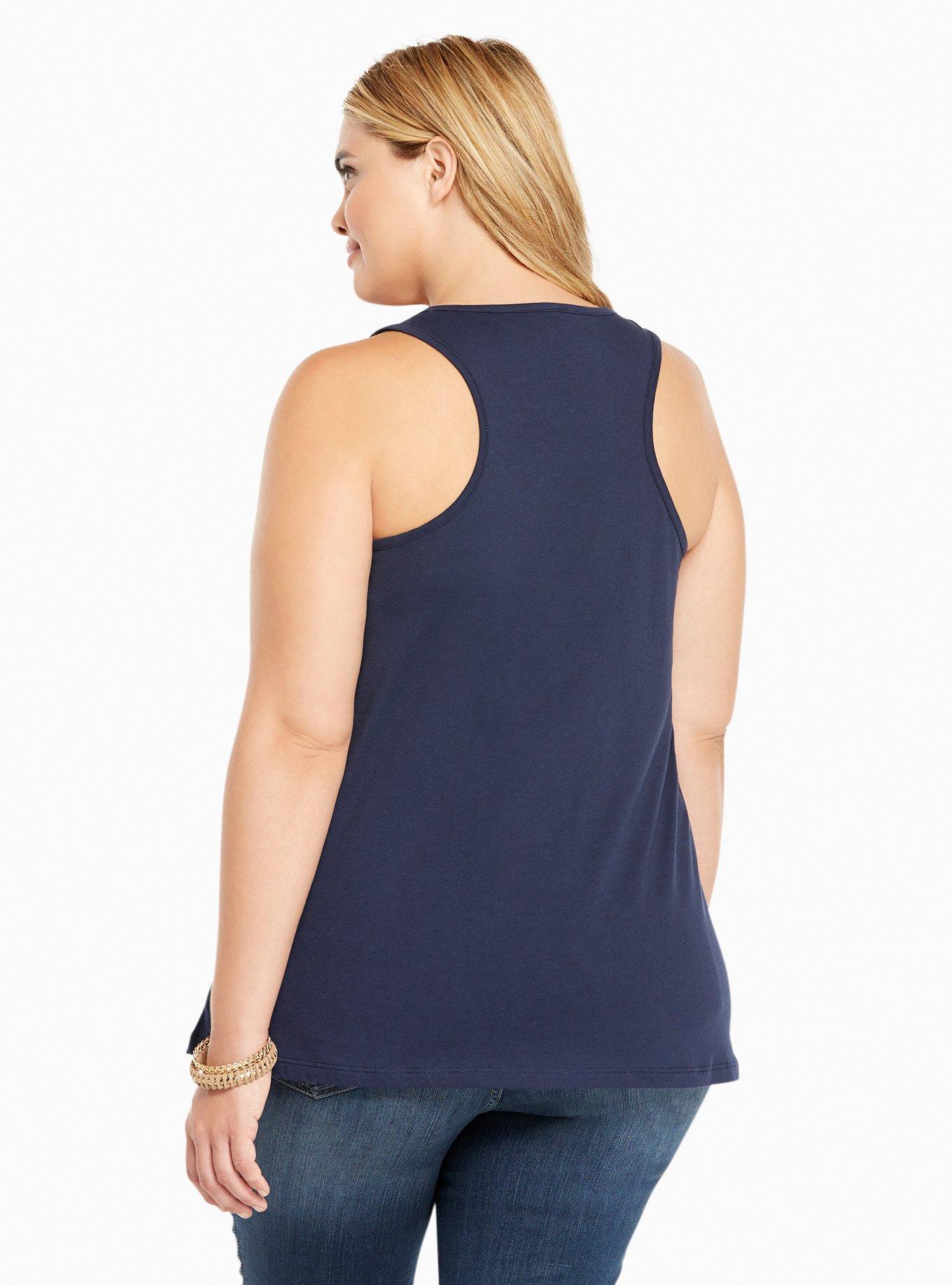 Plus Size Rose Heart Tank Top, PEACOAT, alternate