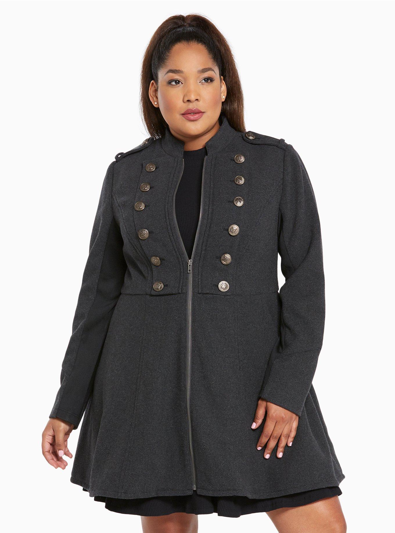 Torrid NWT Military Jacket - Luxe Ponte Black Size 6X Max Stretch Open Front