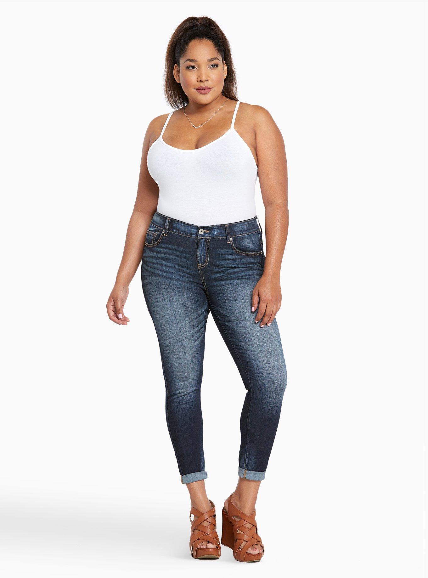 Plus Size - Premium Stretch Bombshell Skinny Jeans - Dark Wash