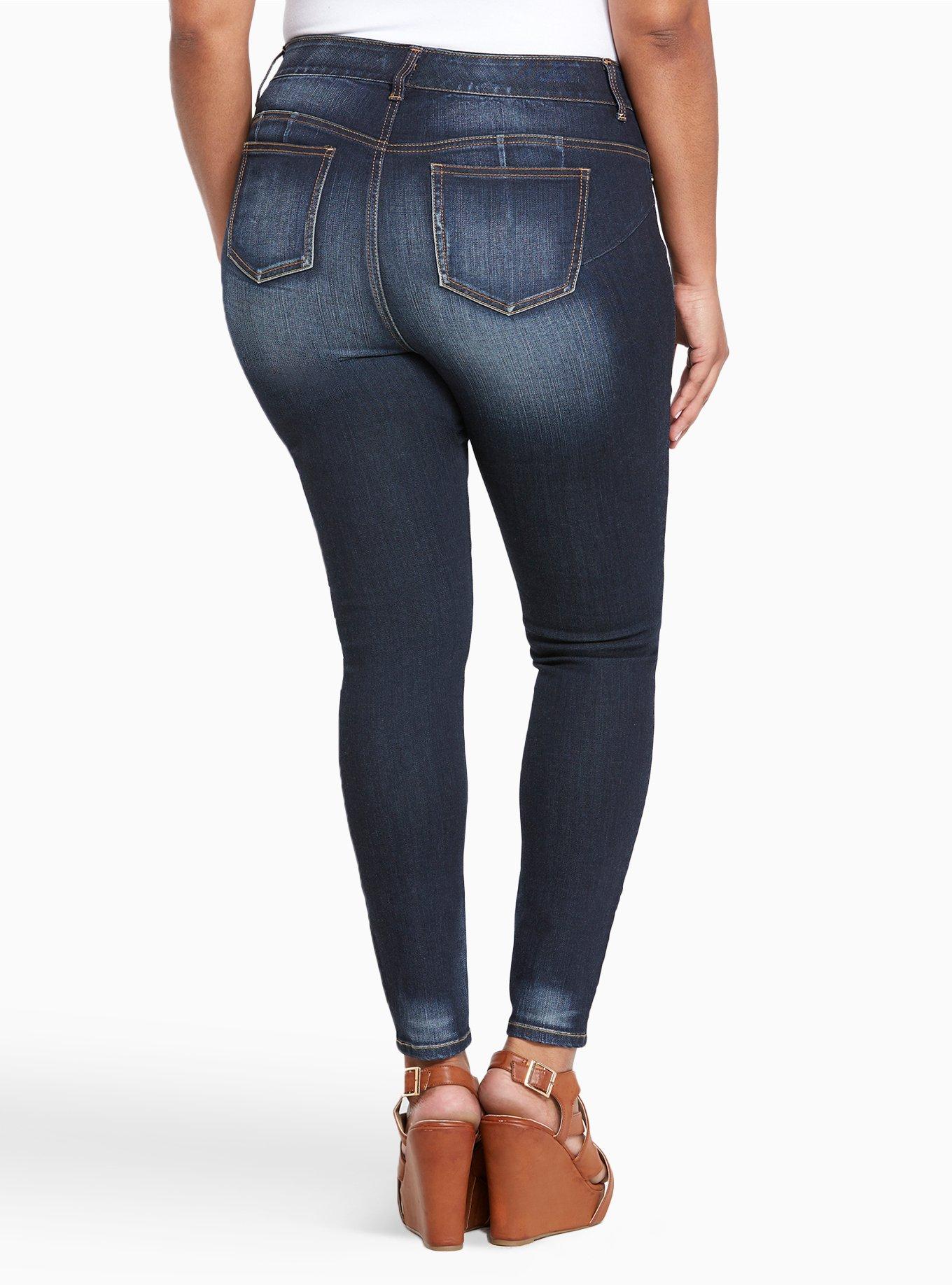 Plus Size - Premium Stretch Bombshell Skinny Jeans - Dark Wash