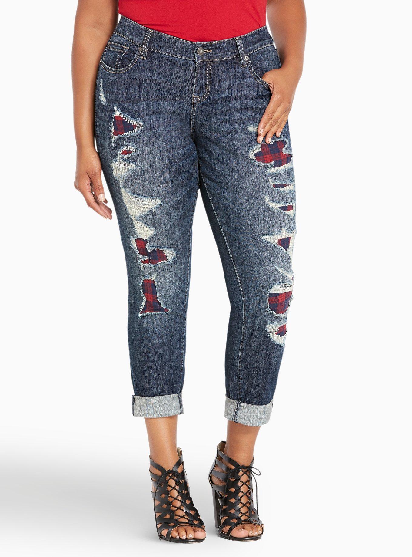 Plus Size - Jeggings - Plaid Print Red Wash - Torrid