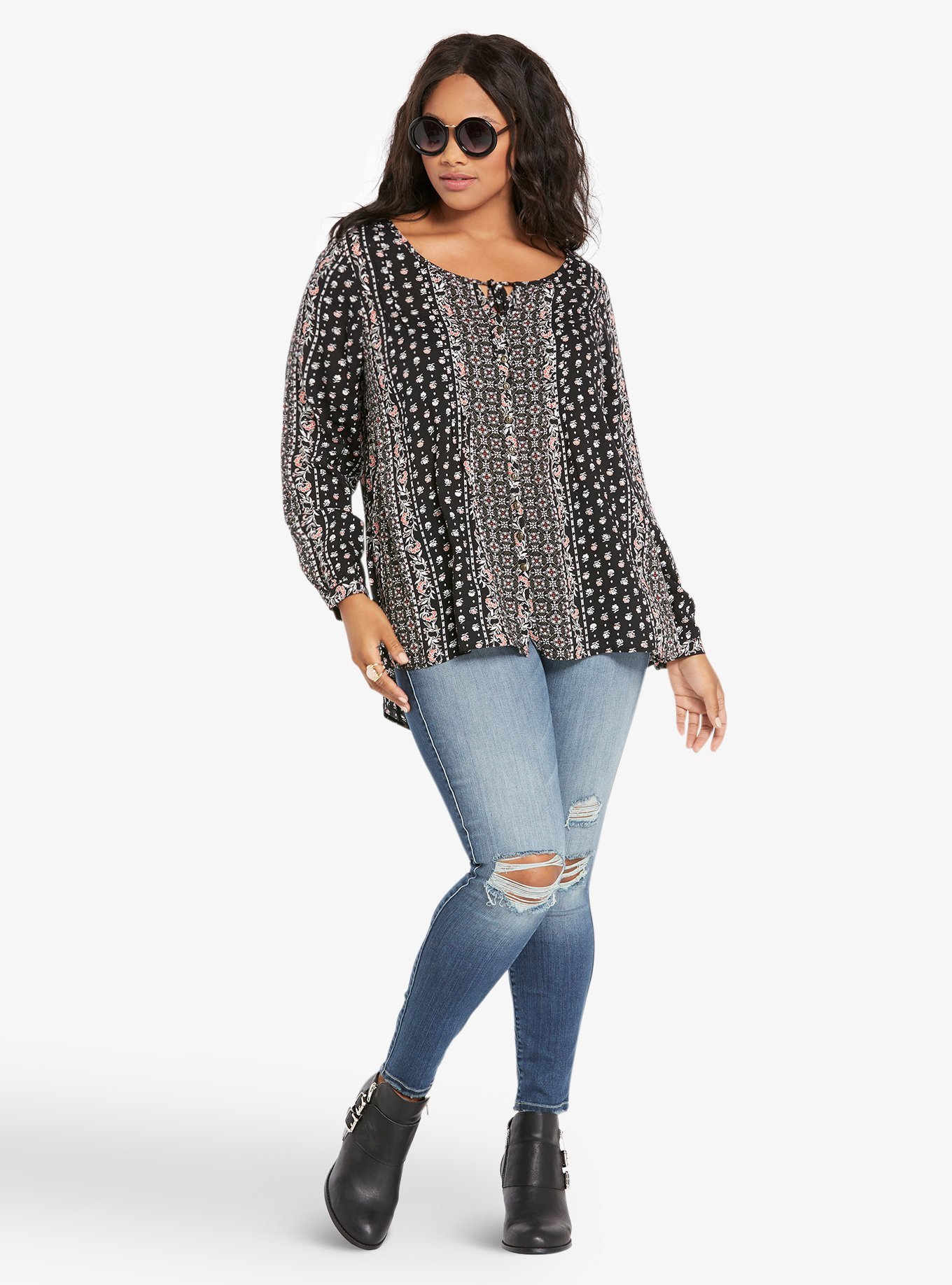 Haut Chemisier Rayé Torrid Taille 2X - Manches Courtes, En Rayonne, Occasion Très Bon état