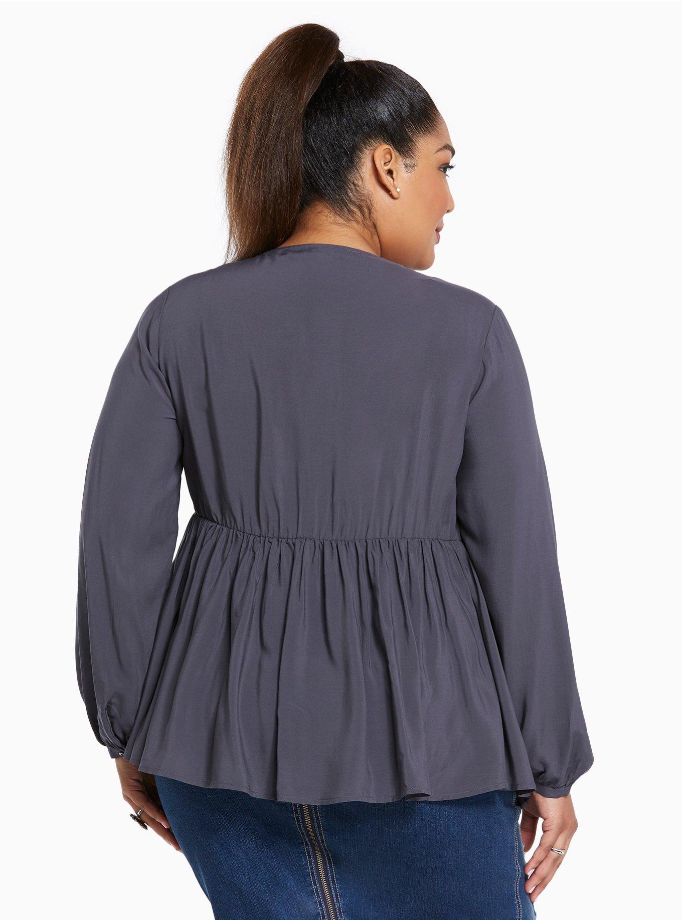 Challis Tie Front Babydoll Top, NINE IRON, alternate