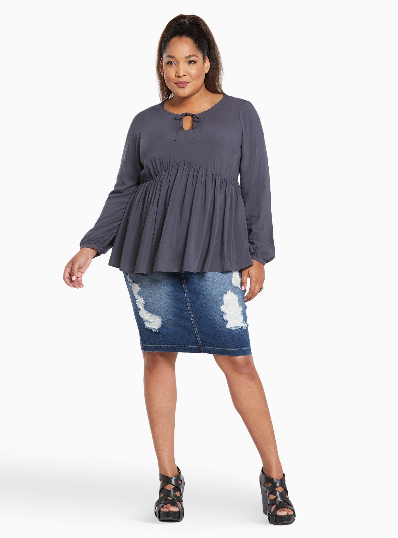 Challis Tie Front Babydoll Top, NINE IRON, alternate