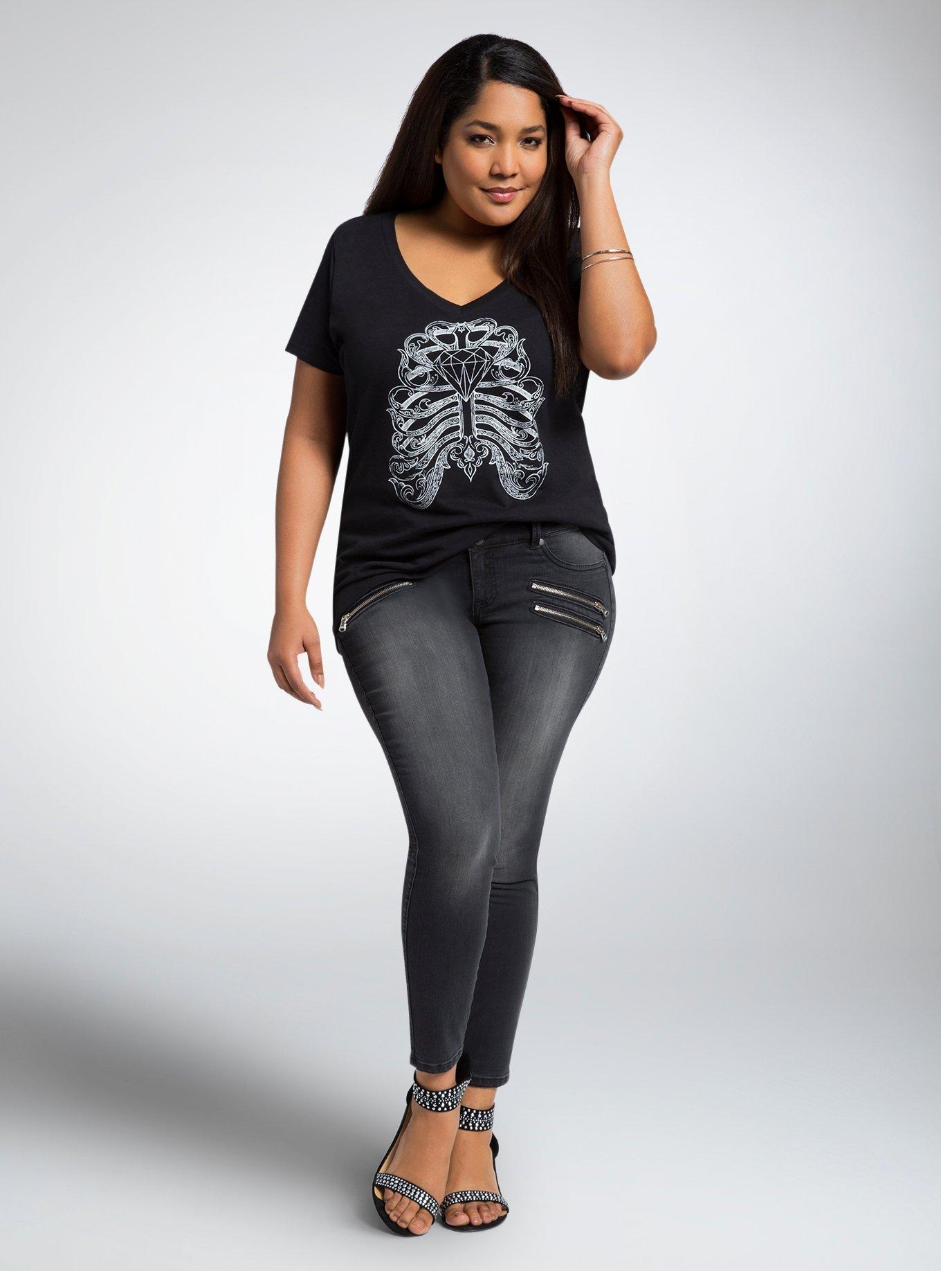 Plus Size Torrid Multi Zip Jeggings - Black Wash, ECLIPSE, alternate