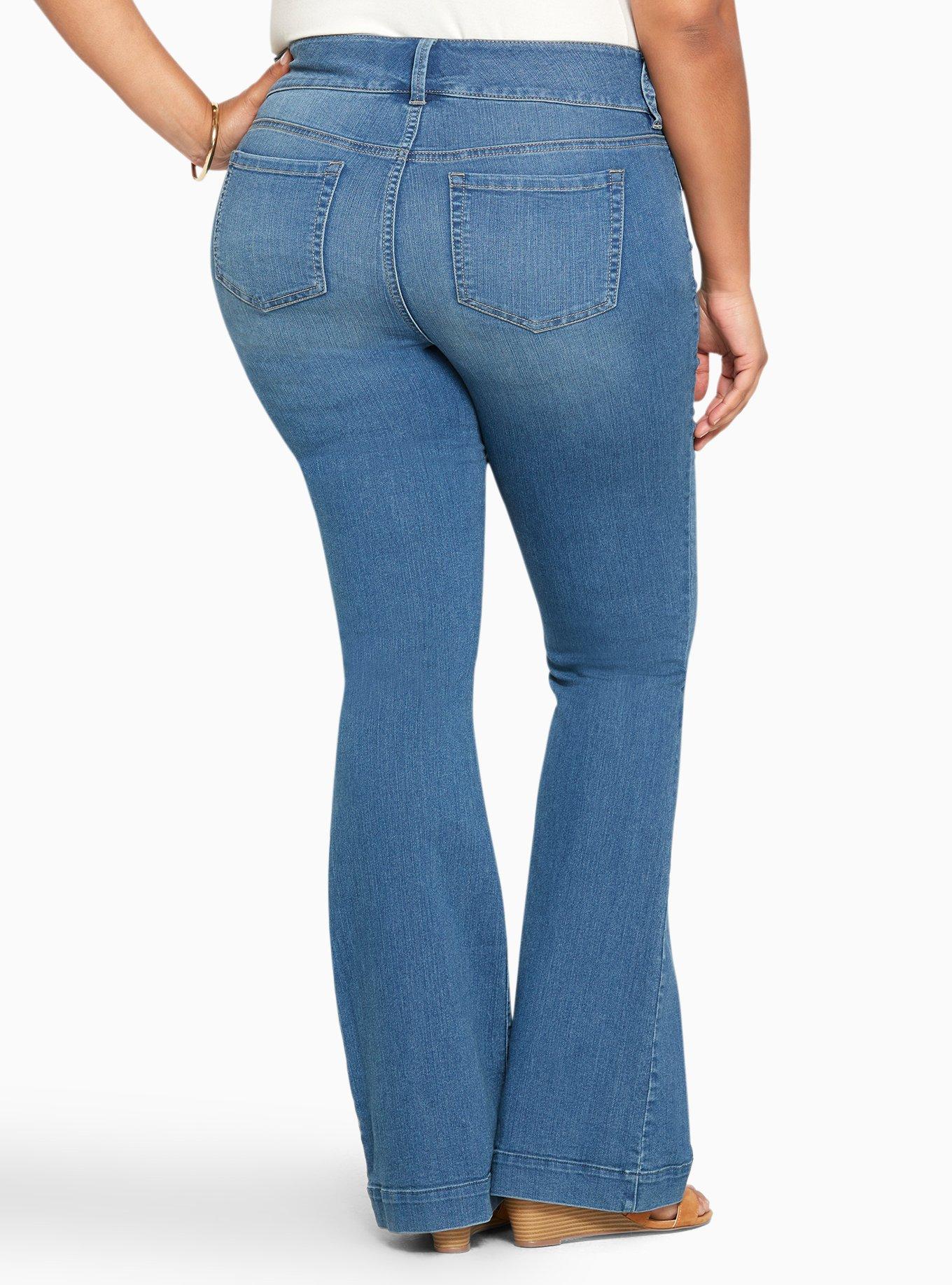 Buy BUTTON-DOWN DARK-BLUE FLARE JEANS for Women Online in India