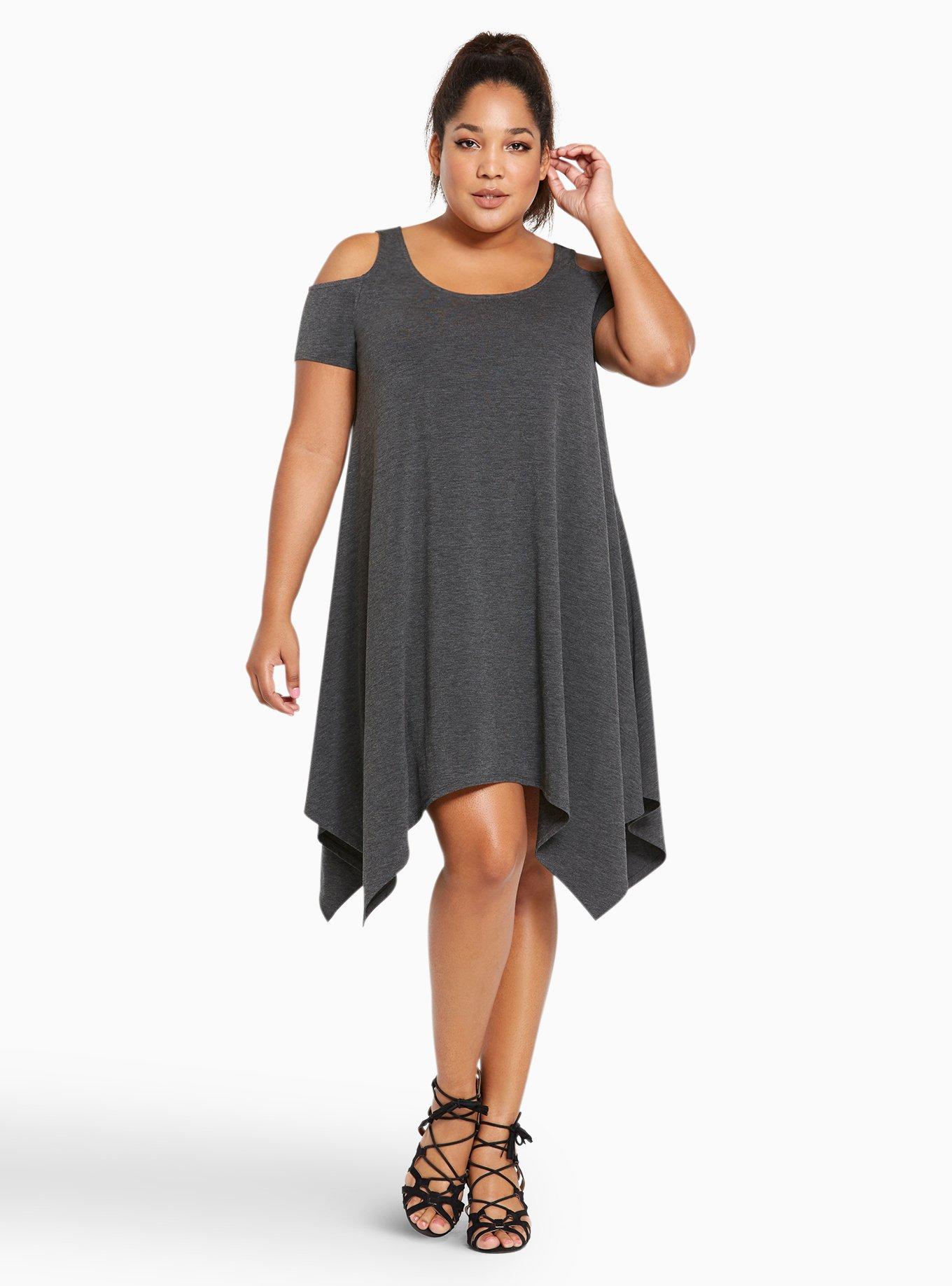 Cold shoulder hanky hem dress hotsell