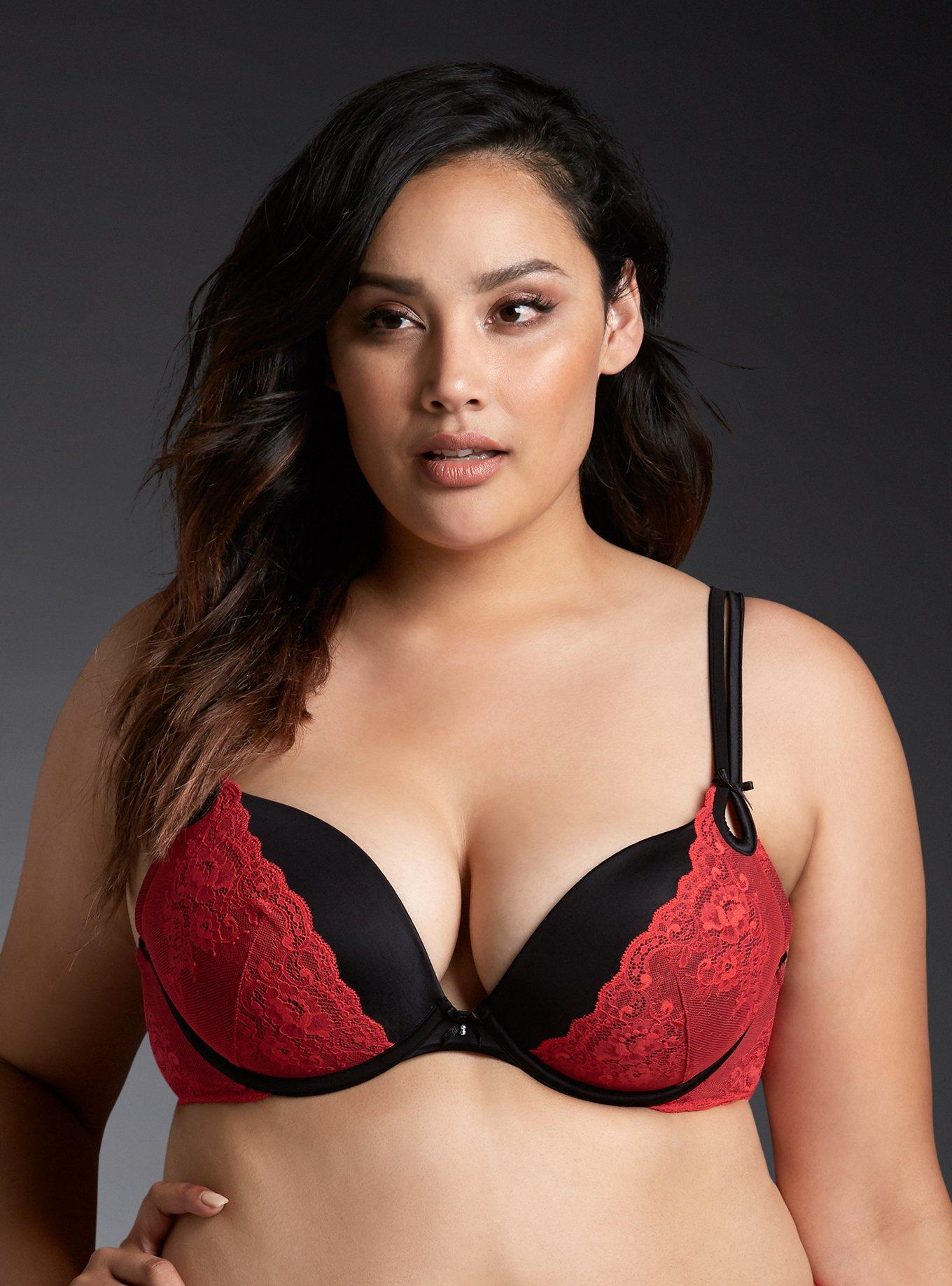 Classic push-up bra, lace overlay, A to F-cup