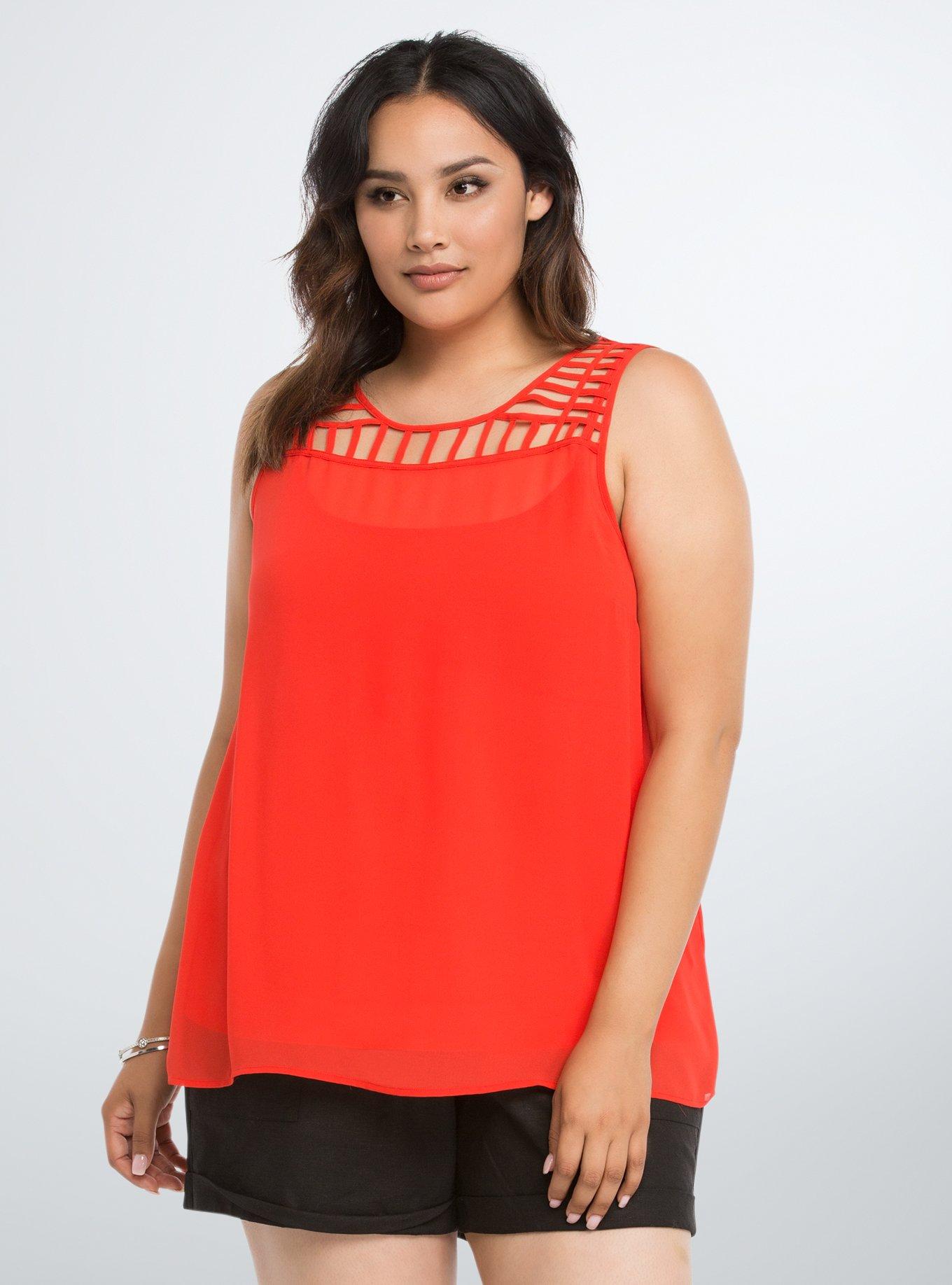 Plus Size Chiffon Cage Tank Top Torrid