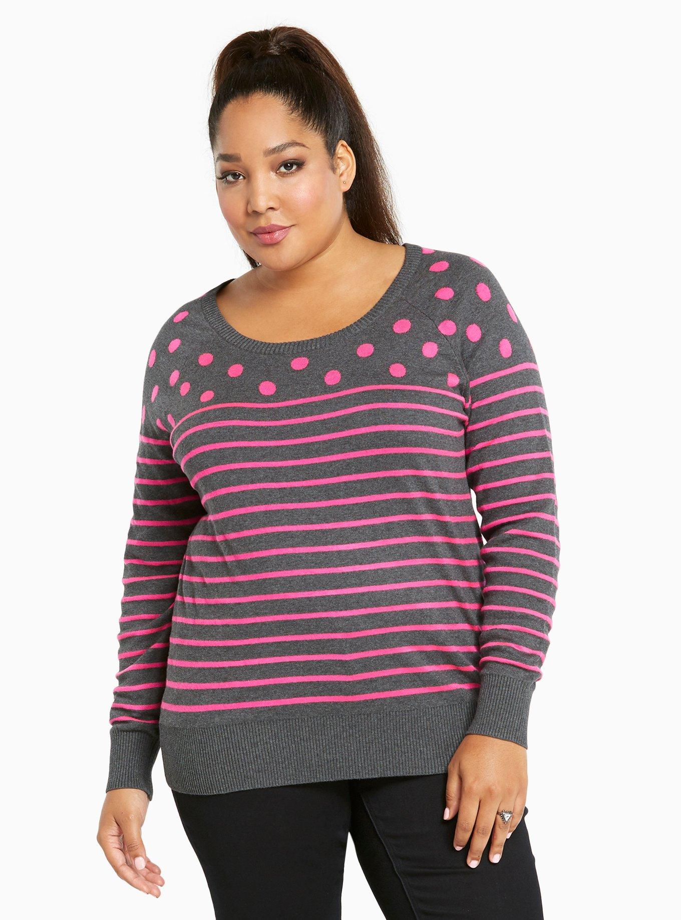 Plus Size - Polka Dot Striped Sweater - Torrid