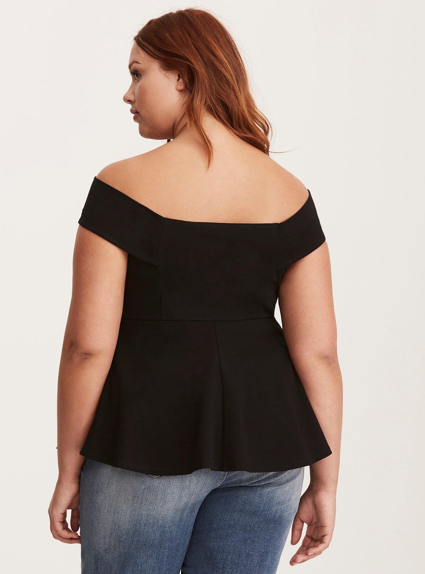 Plus Size Off Shoulder Peplum Top, , alternate