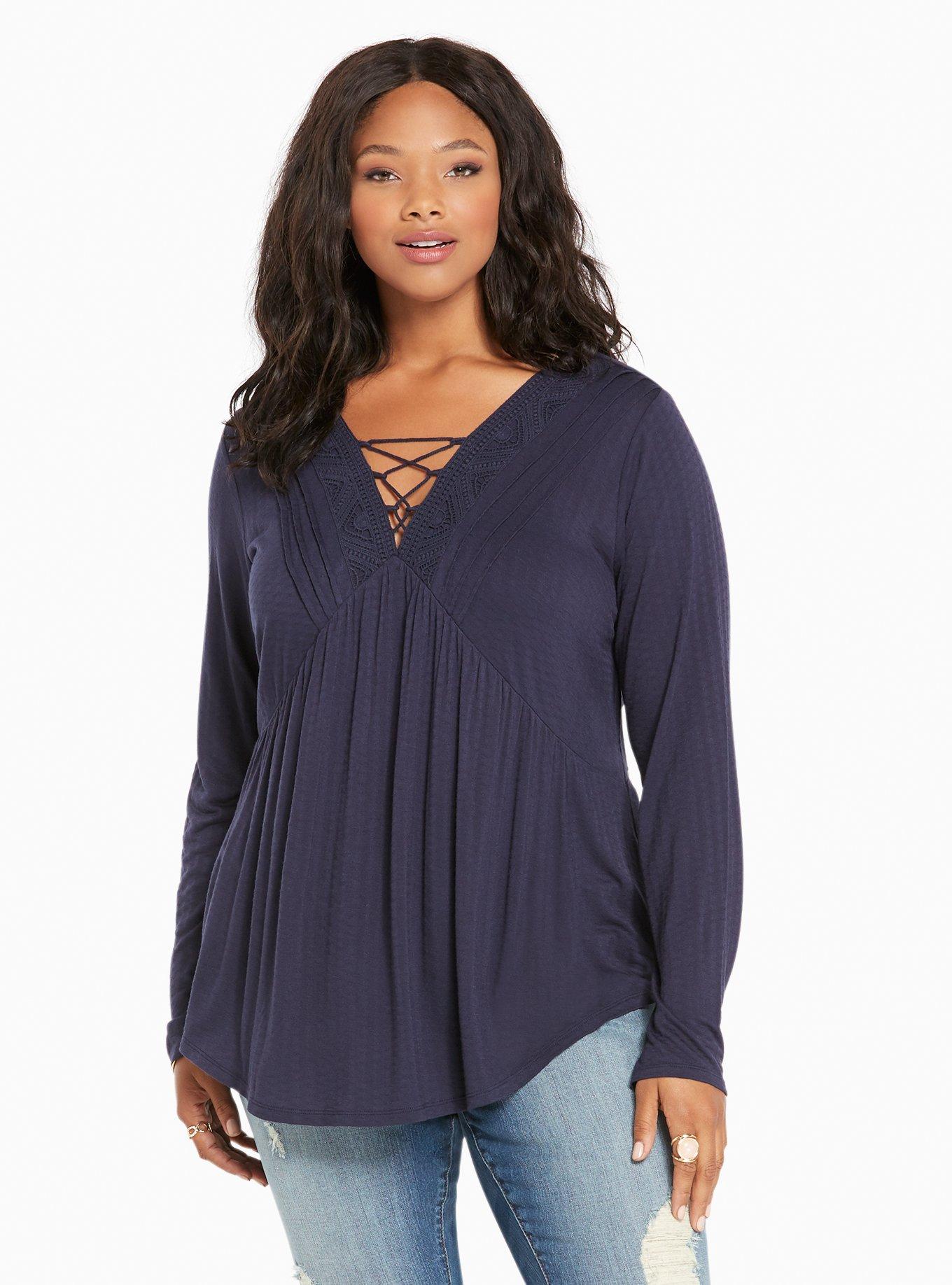 Plus Size Crochet Lace Up Top Torrid